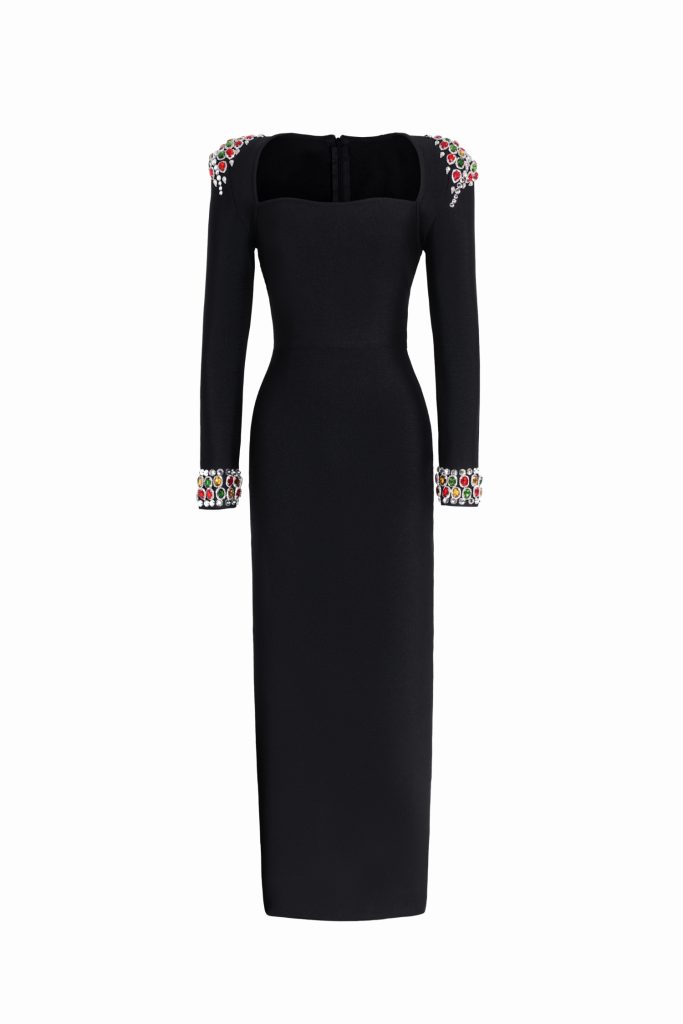 Niaca Rhinestones Bandage Midi Dress