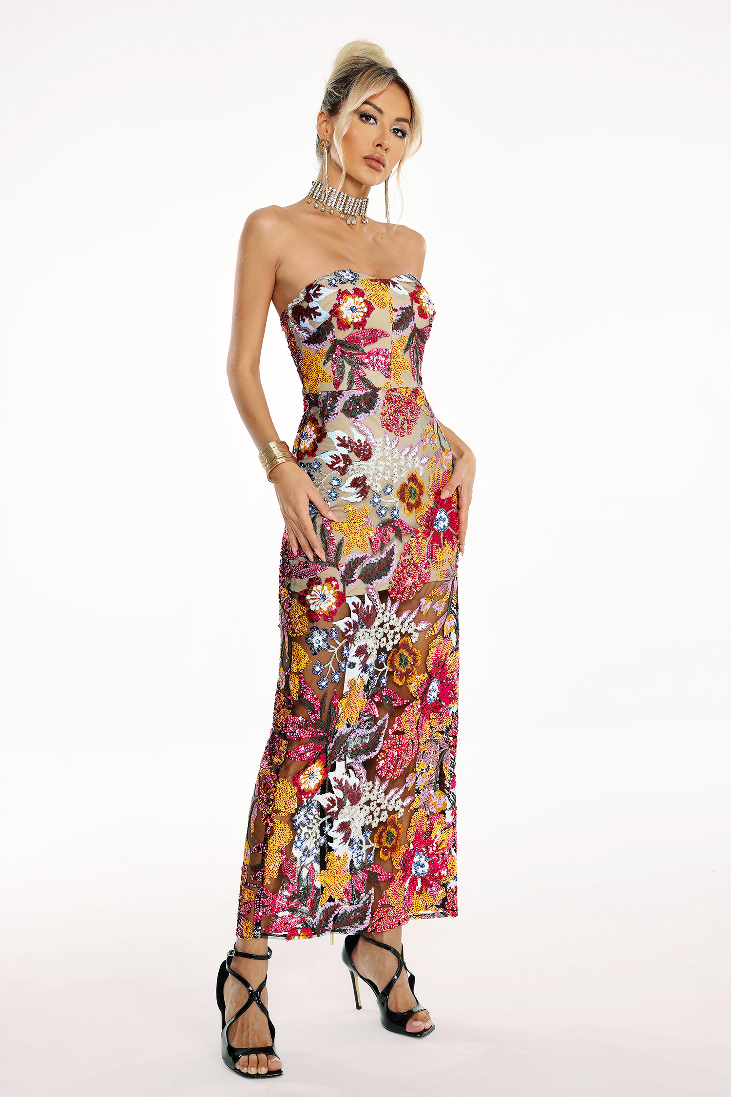 Satu Floral Glitter Maxi Dress image 2