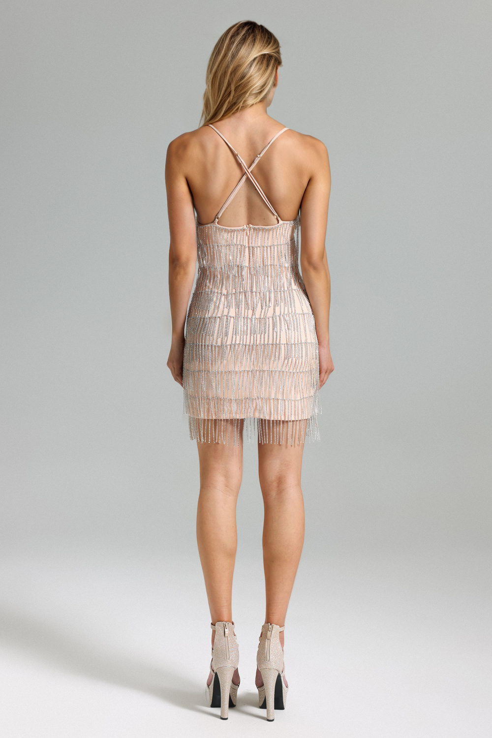 Kianala Halter Tessal Mini Dress – Silver image 3