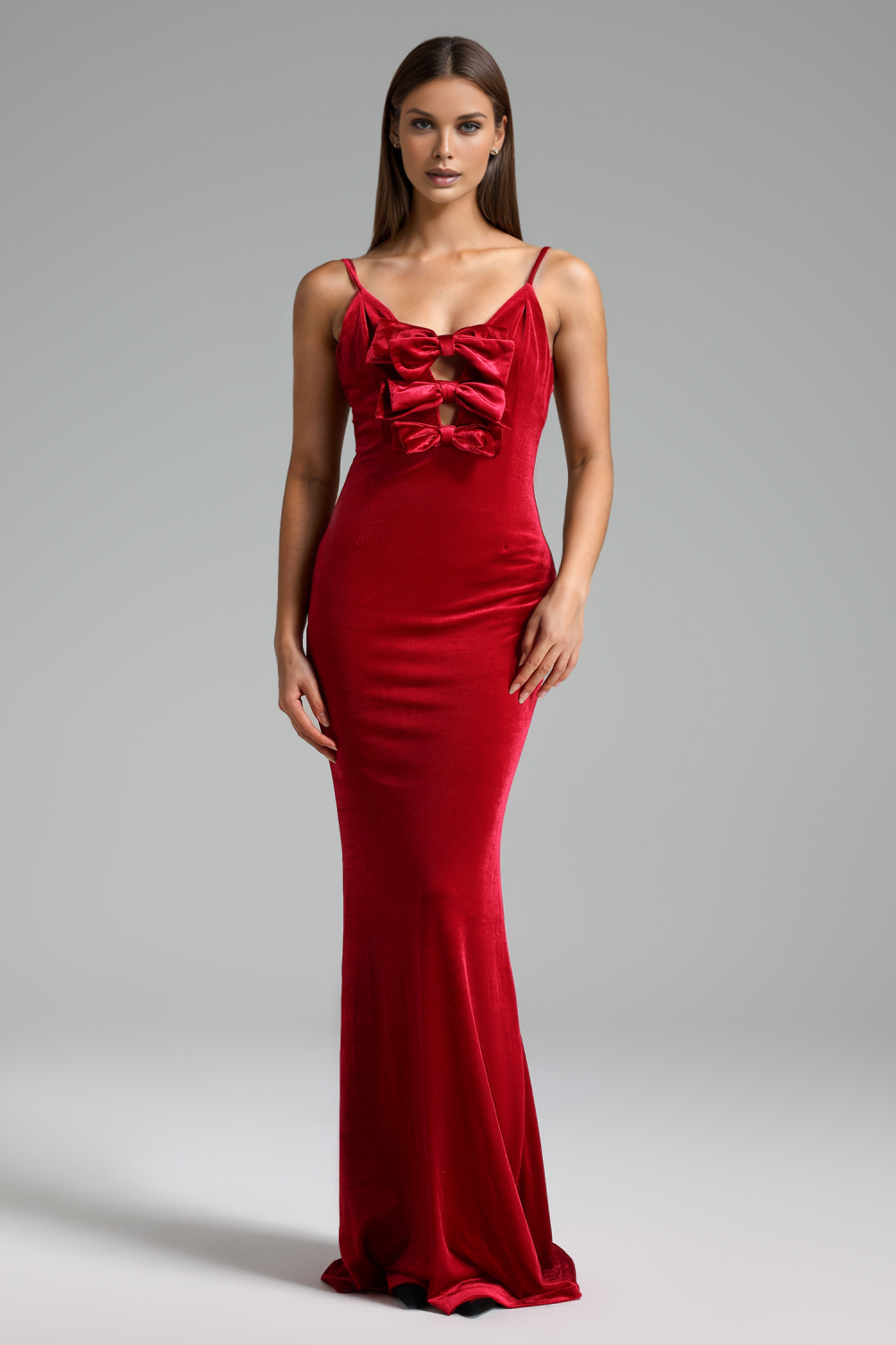 Elay Halter Bow Velvet Maxi Dress image 1
