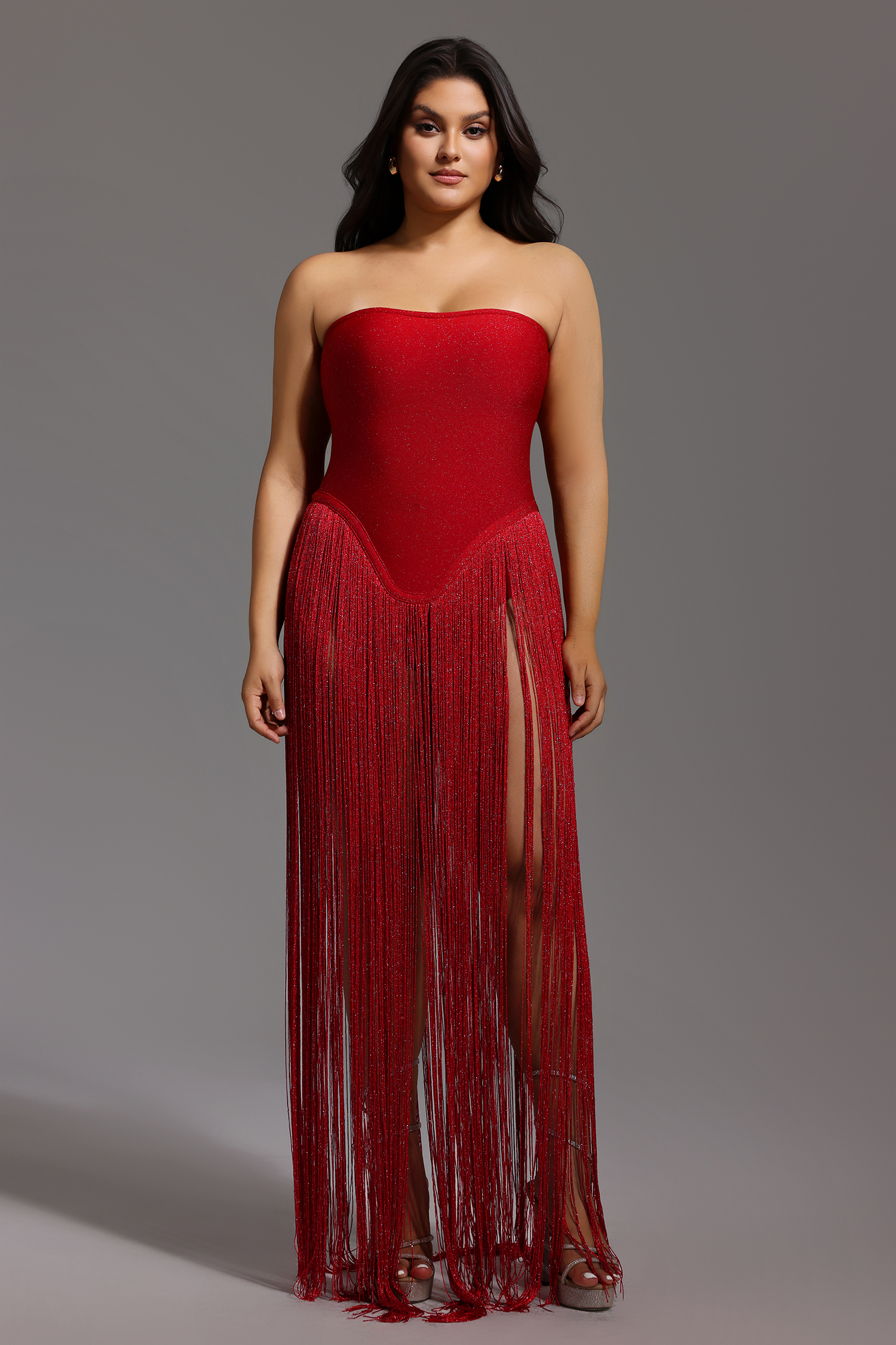 Valentina Strapless Fringe Dress image 1