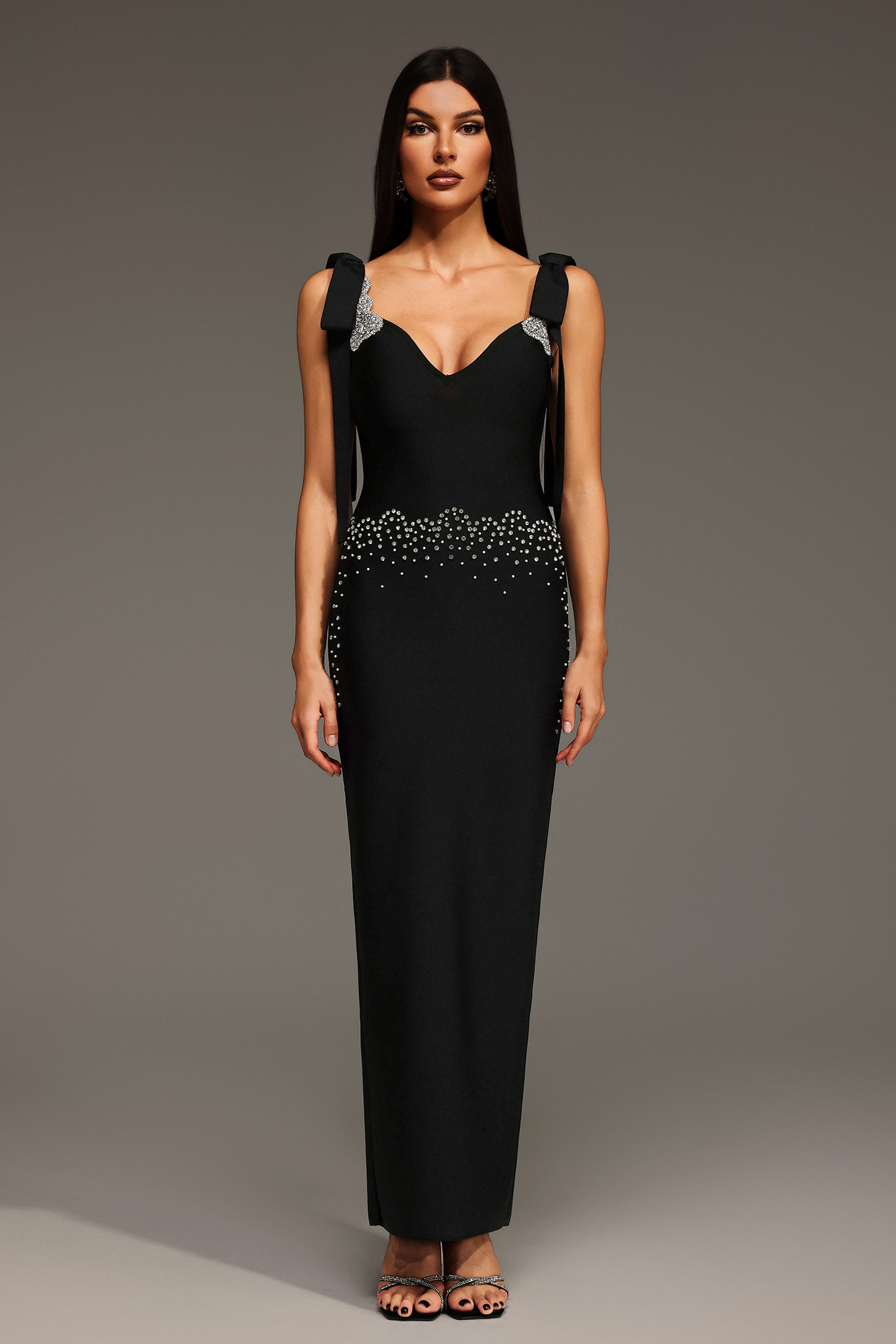 Zohara Sleeveless V-Neck Bow Bandage Maxi Dress image 1
