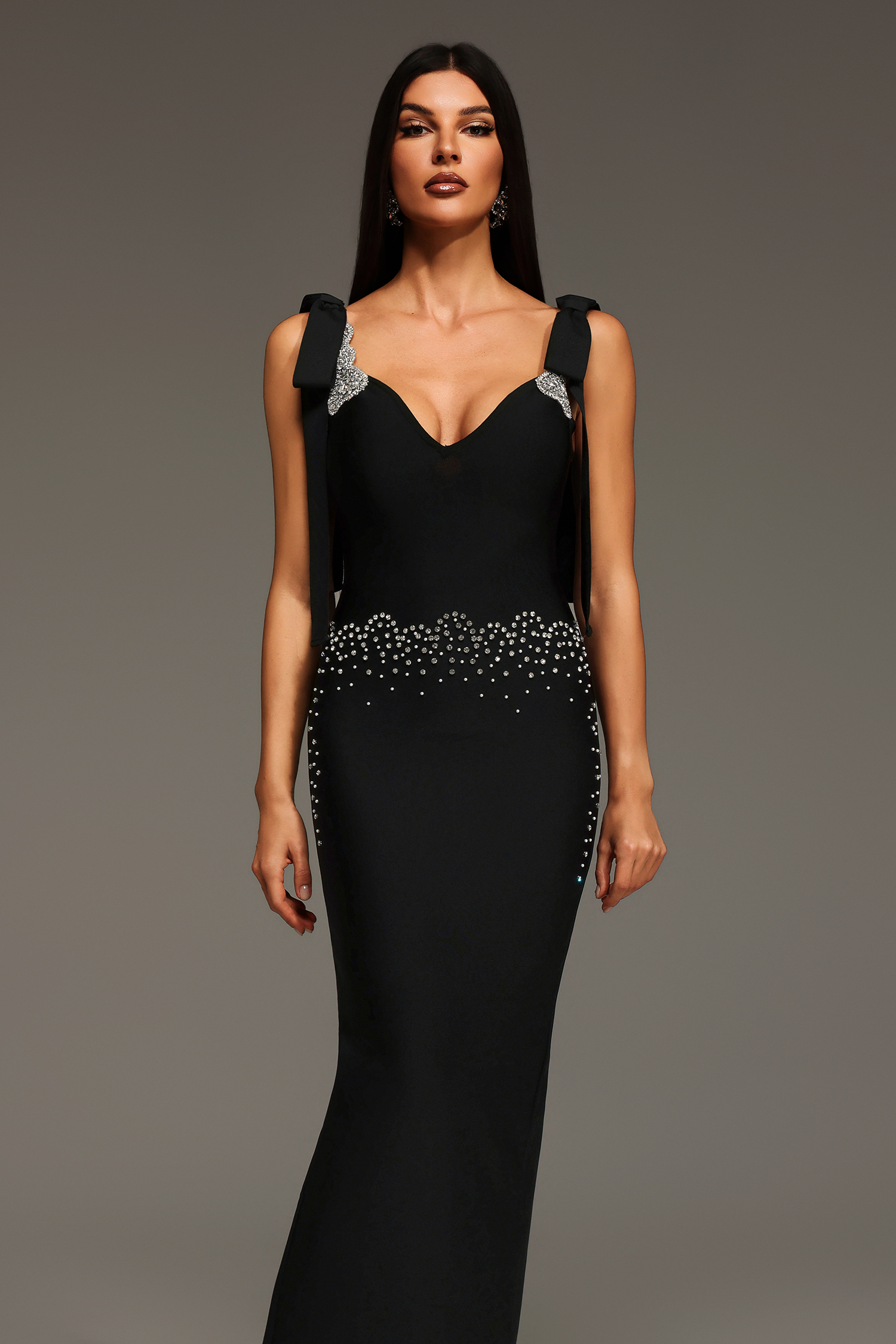Zohara Sleeveless V-Neck Bow Bandage Maxi Dress image 2