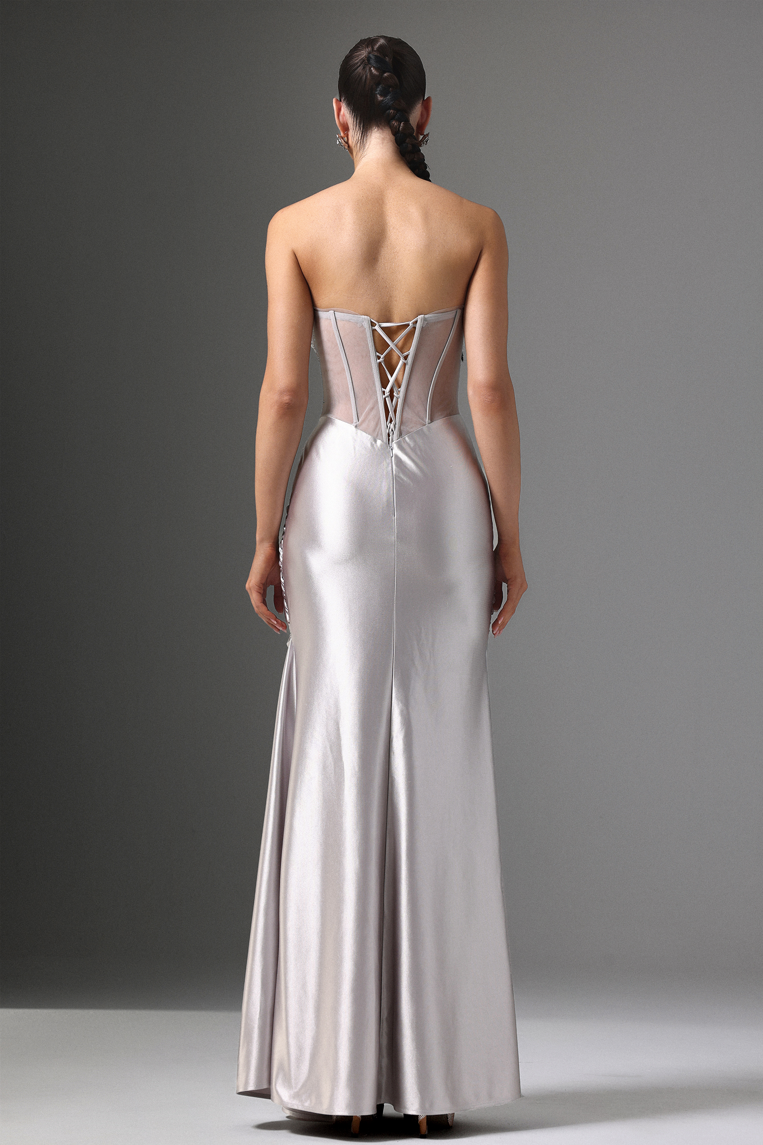 Denny Strapless Sequin High Slit Maxi Dress image 8