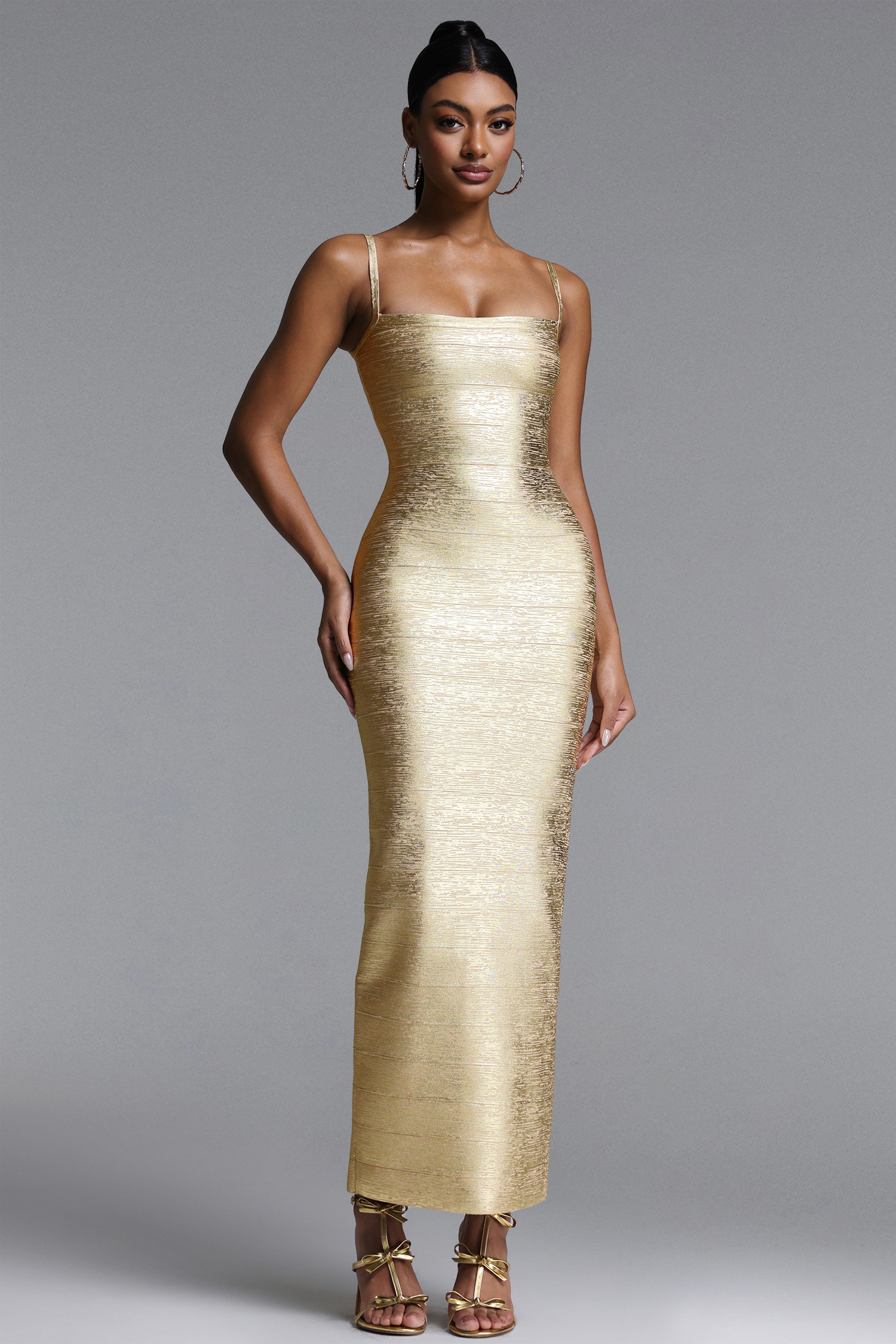 Lionce Classic Contour Metallic Bandage Maxi Dress image 1