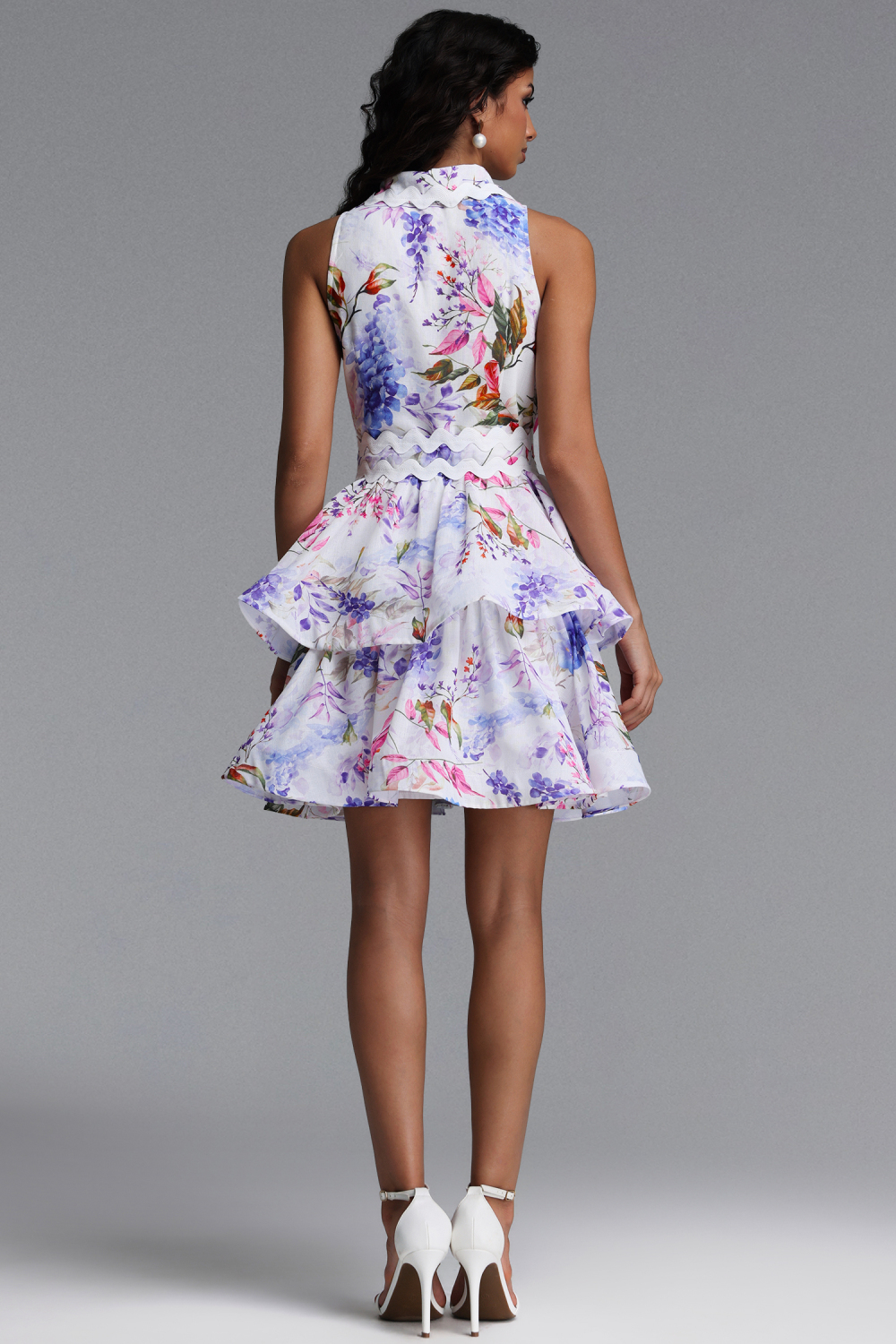 Dilara Chic Tailored Sleeveless Floral Print Woven Mini Dress image 6