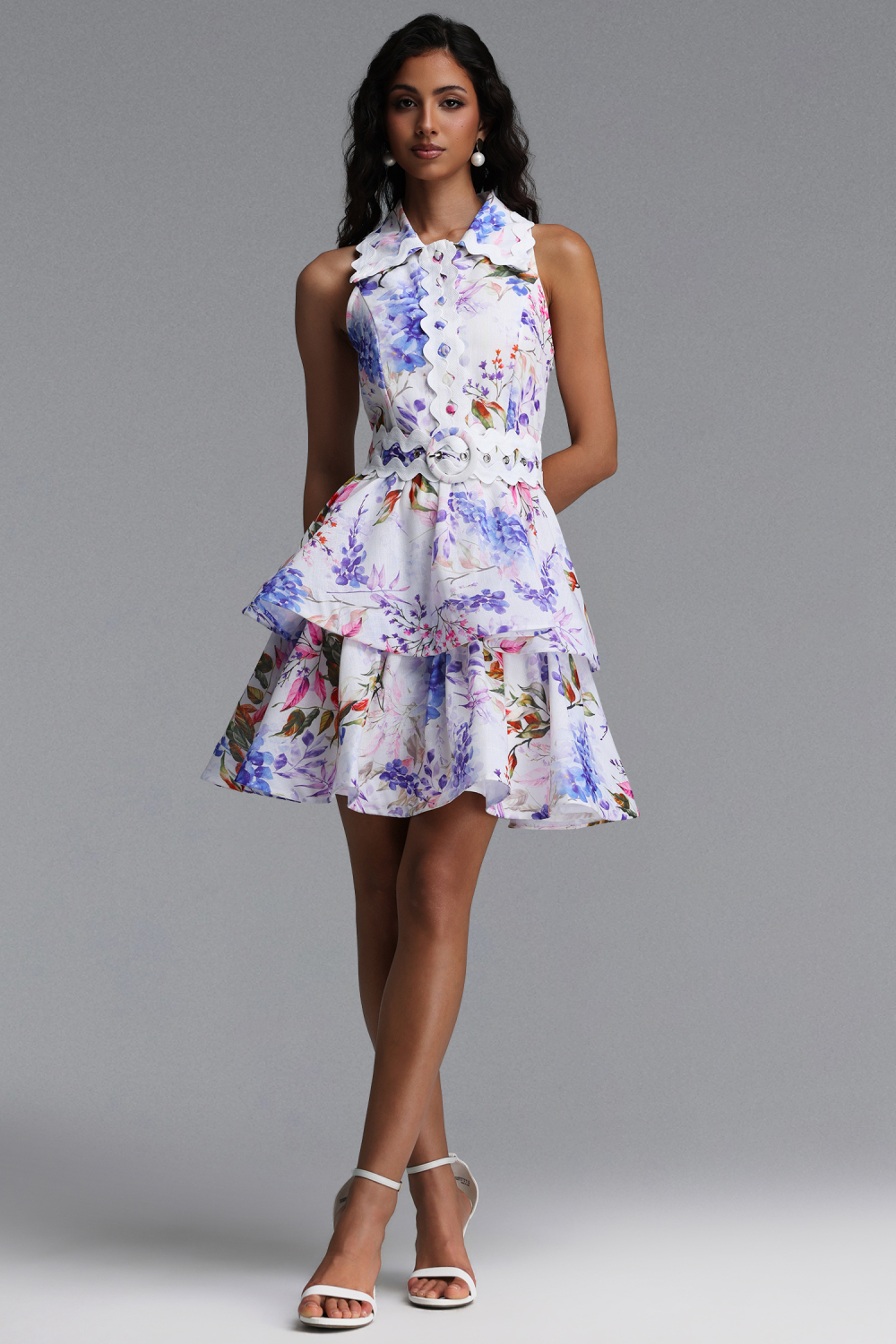 Dilara Chic Tailored Sleeveless Floral Print Woven Mini Dress image 3