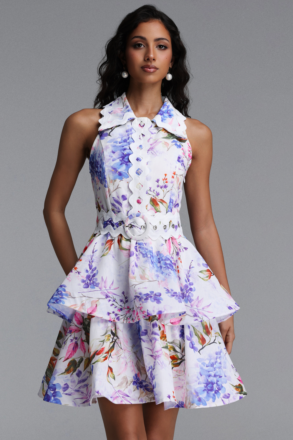 Dilara Chic Tailored Sleeveless Floral Print Woven Mini Dress image 1