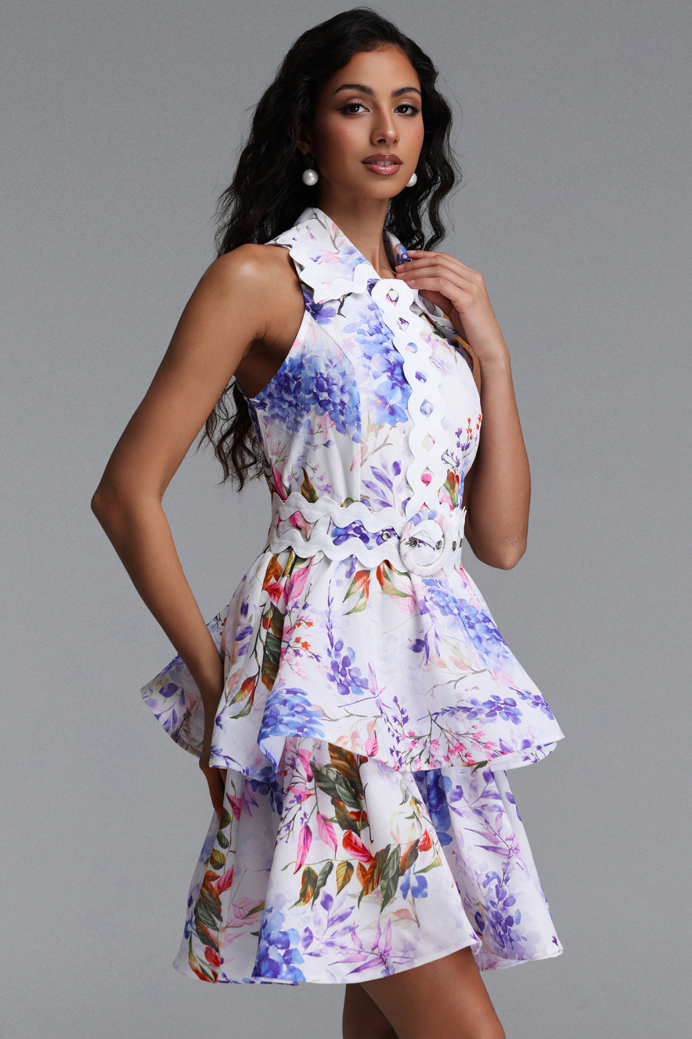Dilara Chic Tailored Sleeveless Floral Print Woven Mini Dress image 4