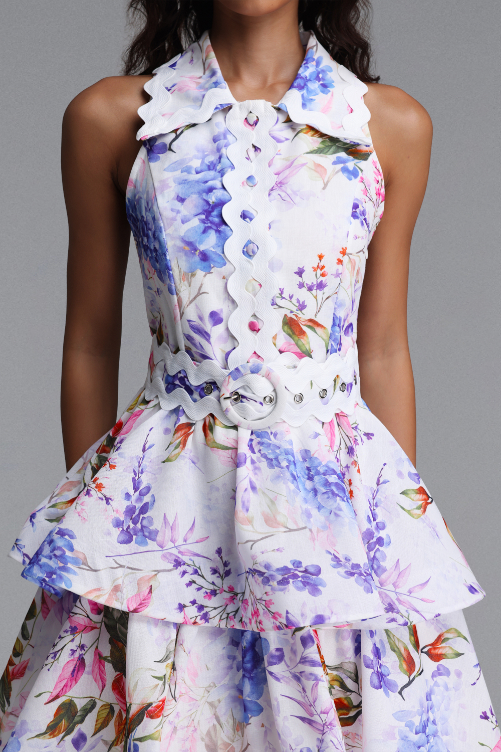 Dilara Chic Tailored Sleeveless Floral Print Woven Mini Dress image 5