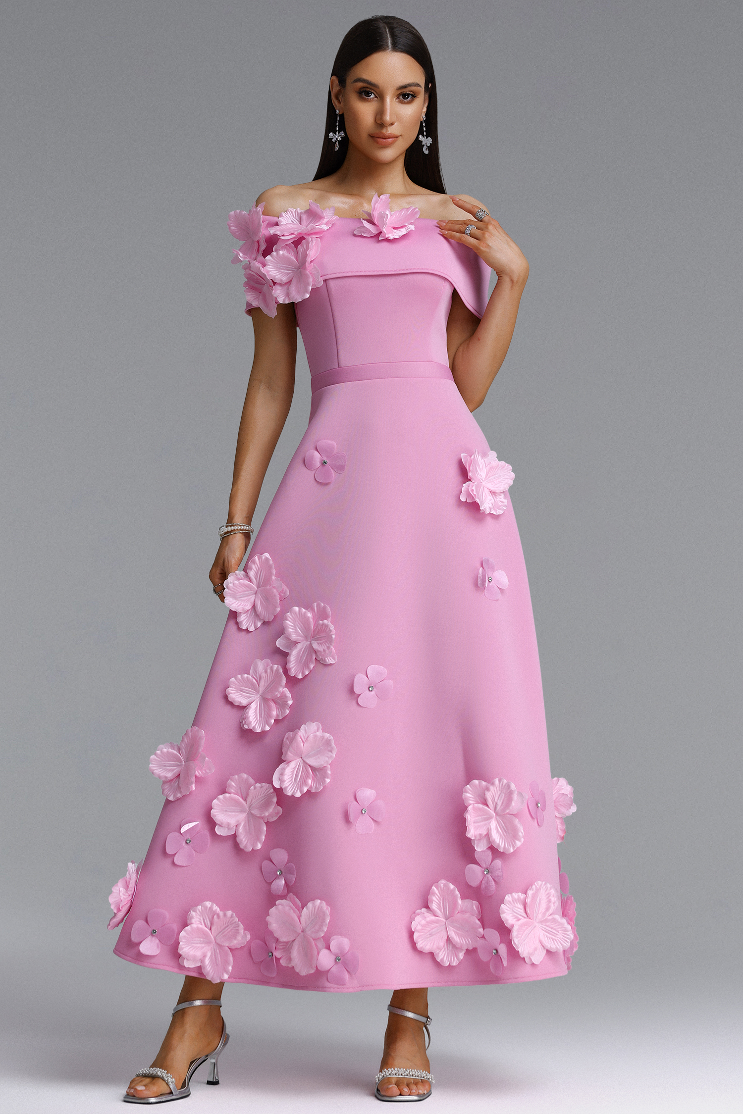 Gacia Elegant Off Shoulder Floral Maxi Dress image 1