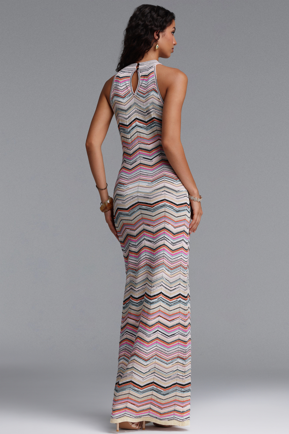 Tiza Chic Contour Sleeveless Striped Knit Maxi Dress image 6