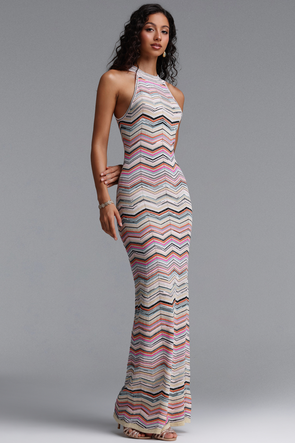 Tiza Chic Contour Sleeveless Striped Knit Maxi Dress image 2