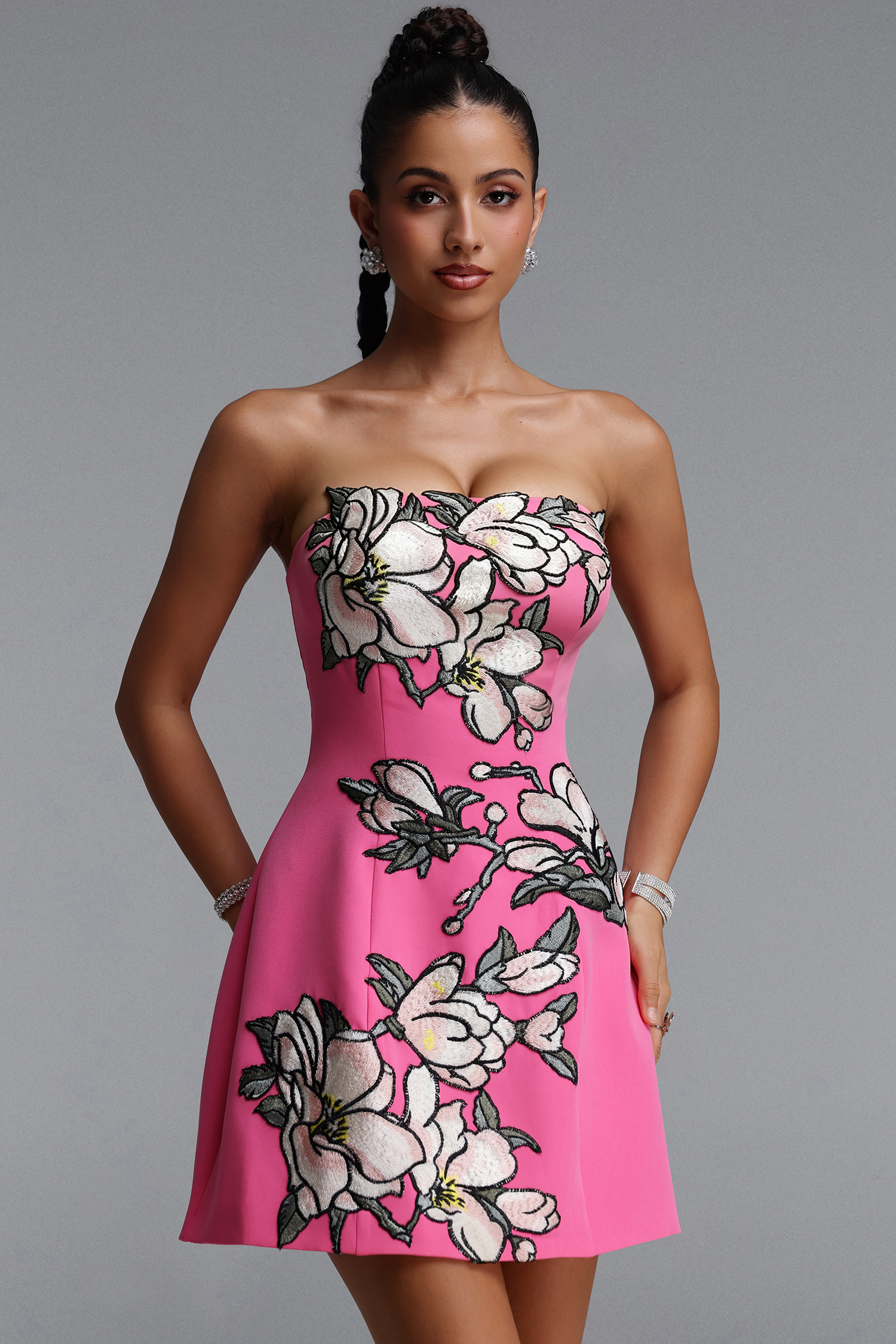 Zaria  Appliqué Floral Bustier Mini Dress image 1