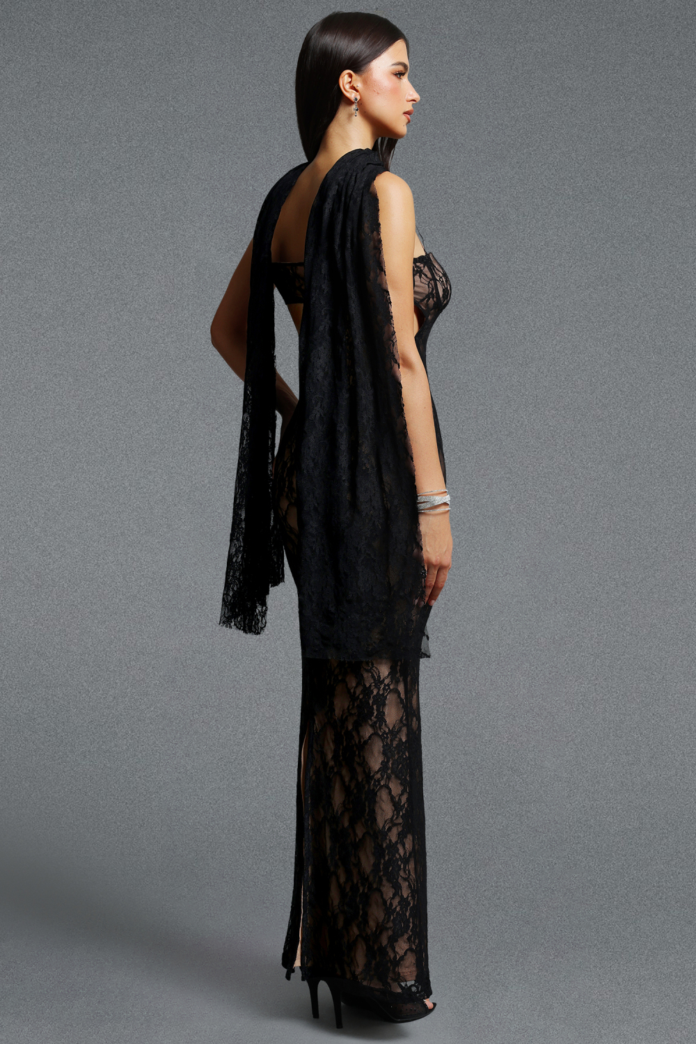 Eileen Sexy Spaghetti Strap Lace Shawl Maxi Dress image 7