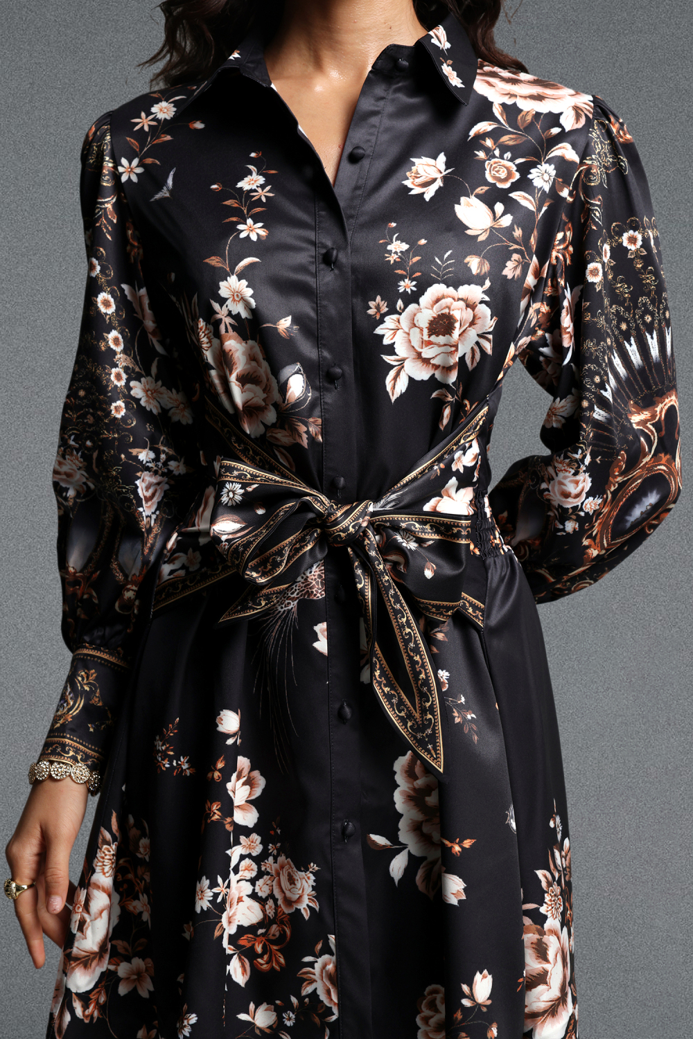 Tutuni Romantic Tailored Long Sleeve Floral Print Woven Mini Dress image 5