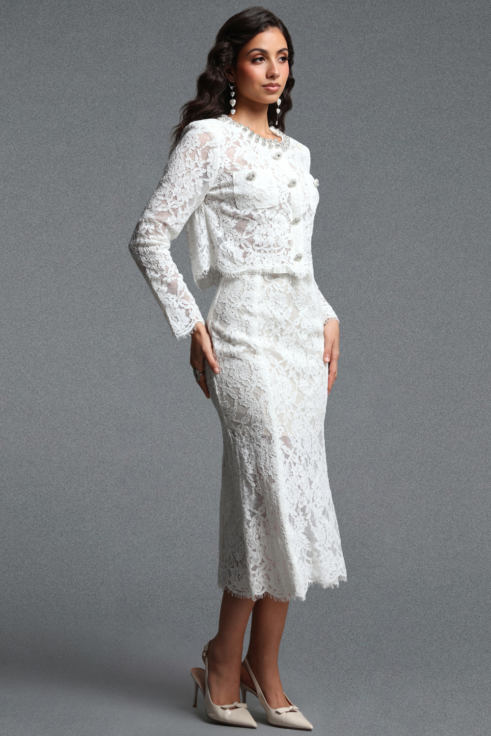 Lilac Romantic Contour Lace Top Or Mermaid Midi Skirt image 5