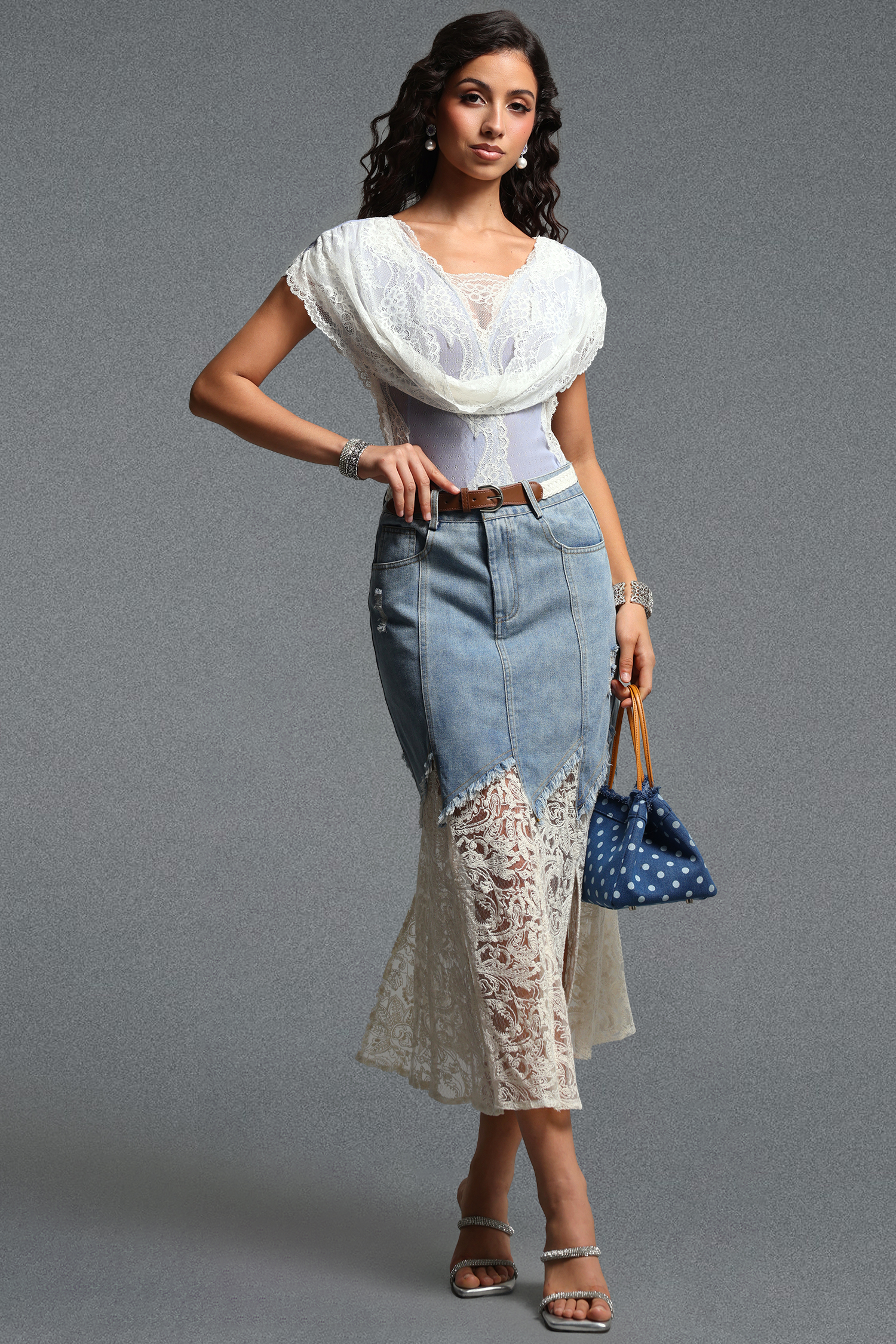 Salama Chic Tailored Lace Trimmed Bodysuit Or Skirt image 1