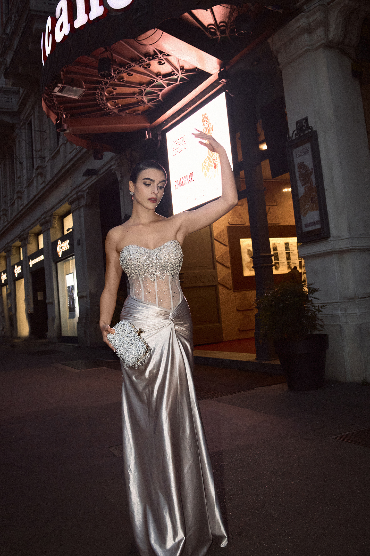 Denny Strapless Sequin High Slit Maxi Dress image 10