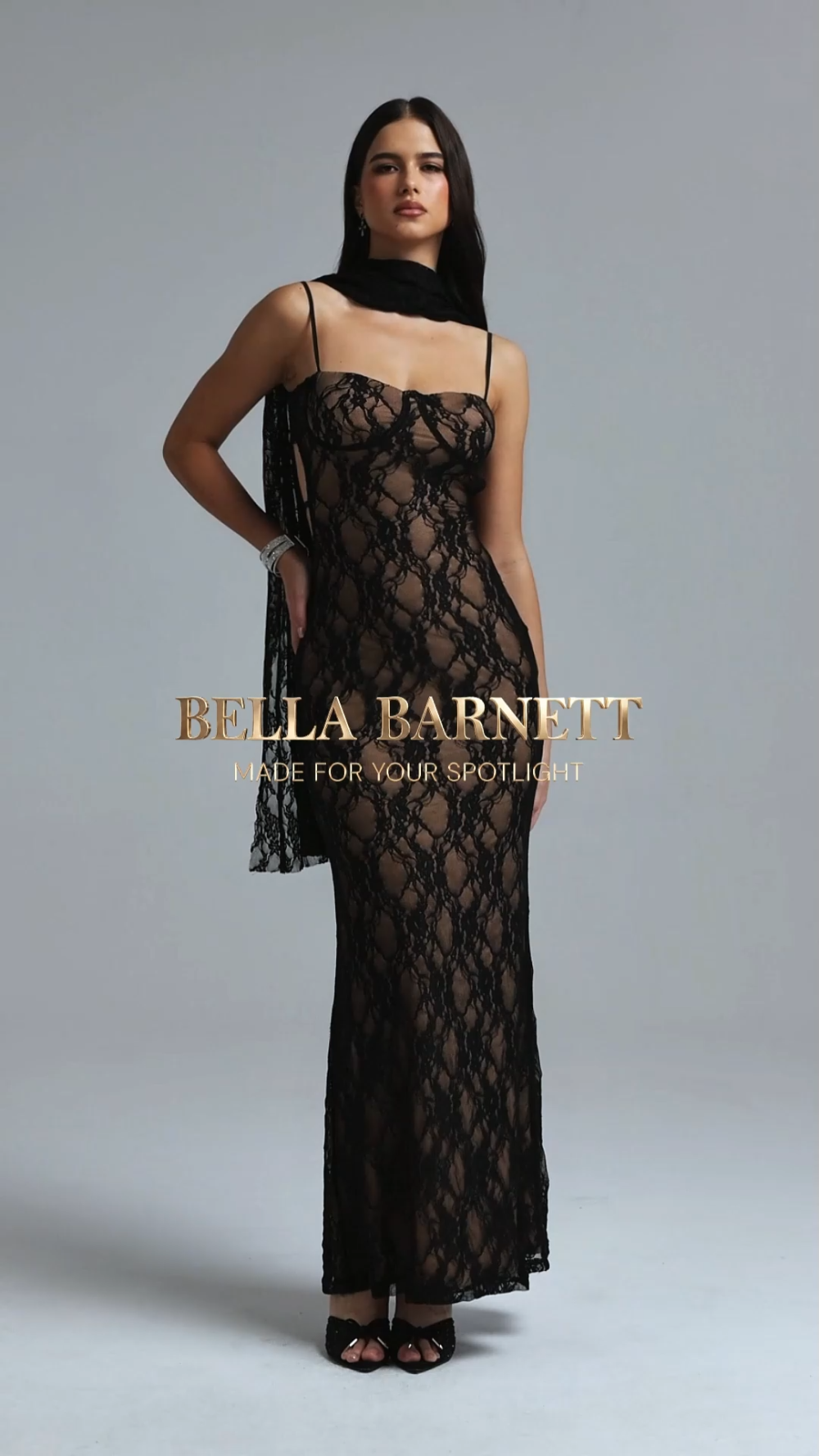 Eileen Sexy Spaghetti Strap Lace Shawl Maxi Dress image 8