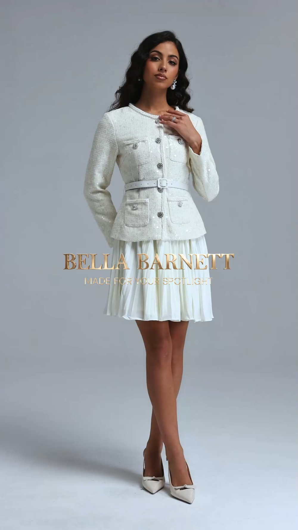 Sefa Chic Tailored Round Neck Long Sleeve Mini Dress image 7