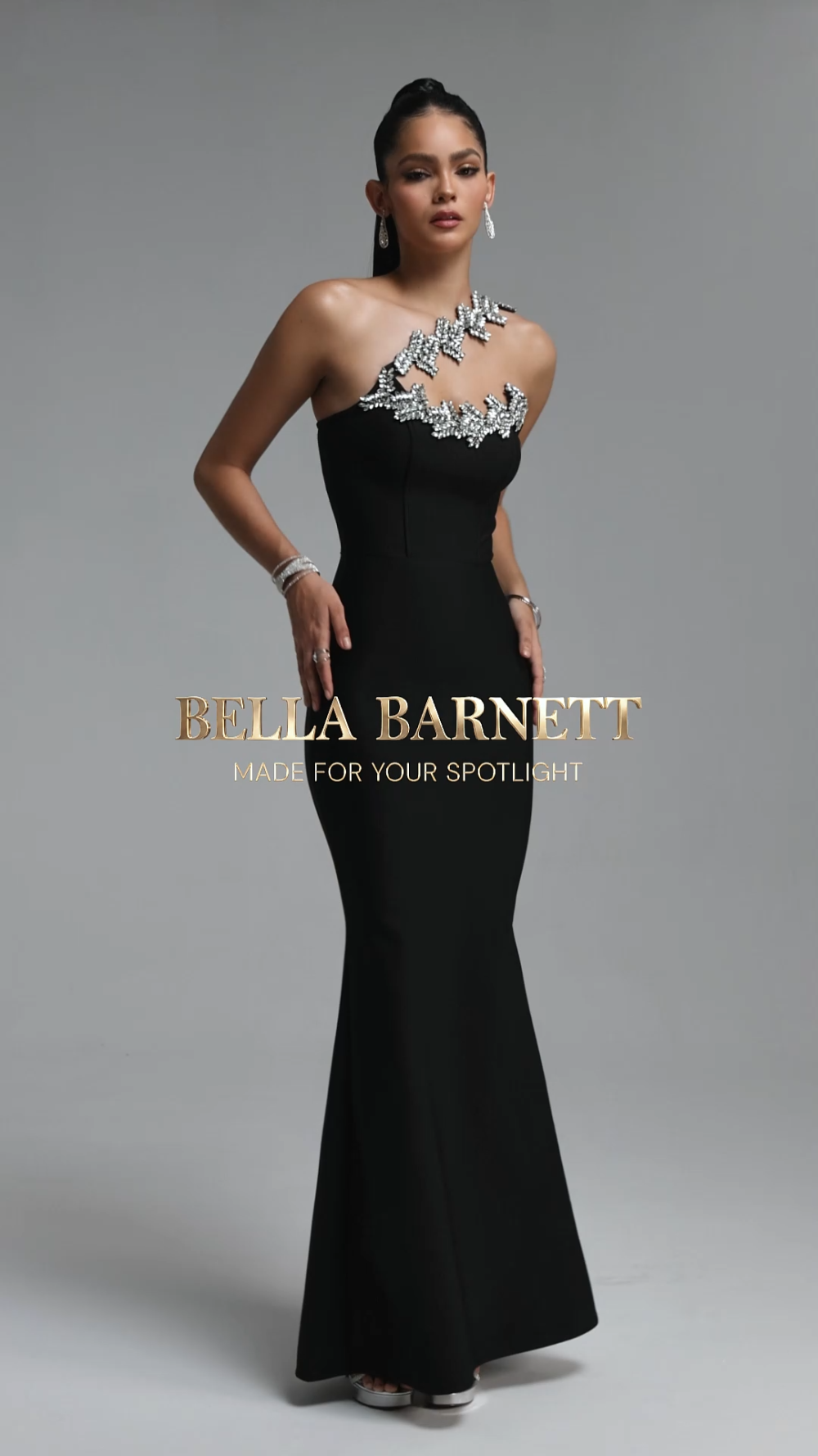 Islay Glamorous One Shoulder Rhinestone Mermaid Bandage Maxi Dress image 7