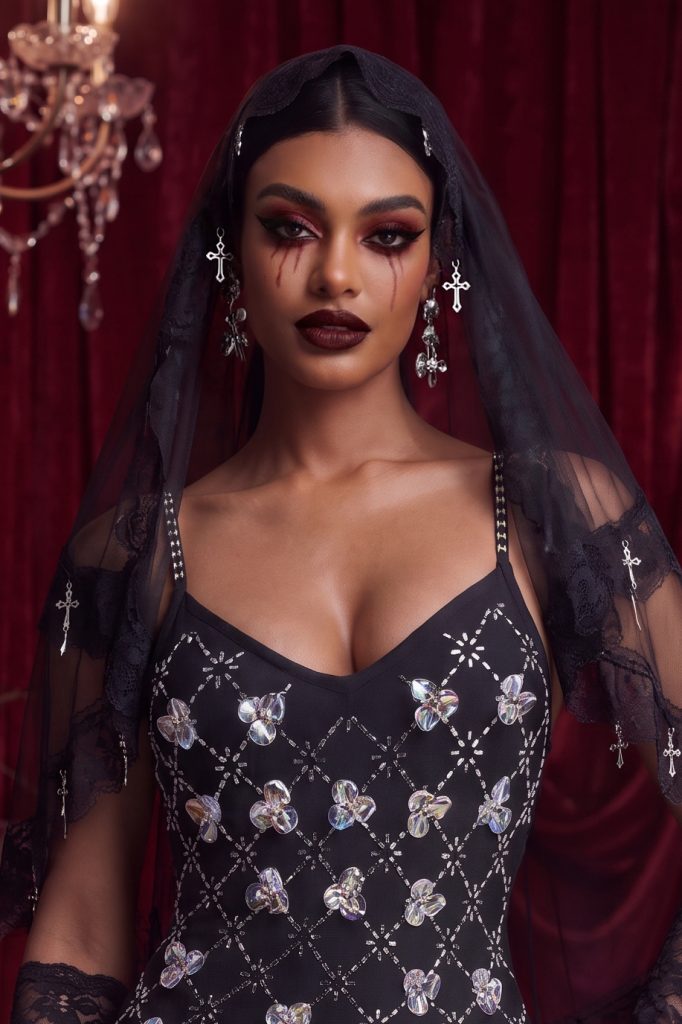 Horga Gothic Cross Lace Black Veil