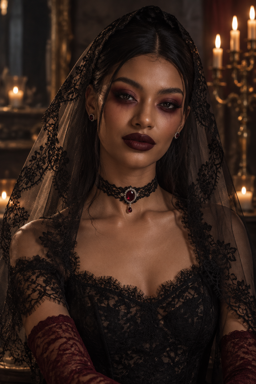 Yuico Gothic Tulle Lace Veil image 1