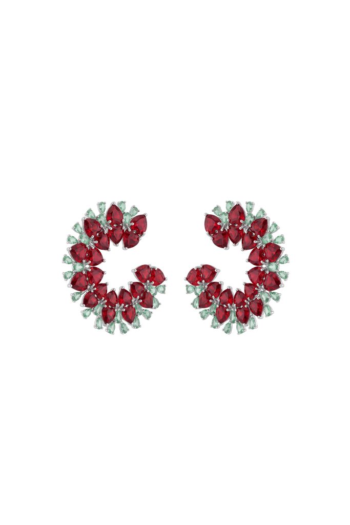Miaka Dark Gothic C Shaped Rhinestone Earrings
