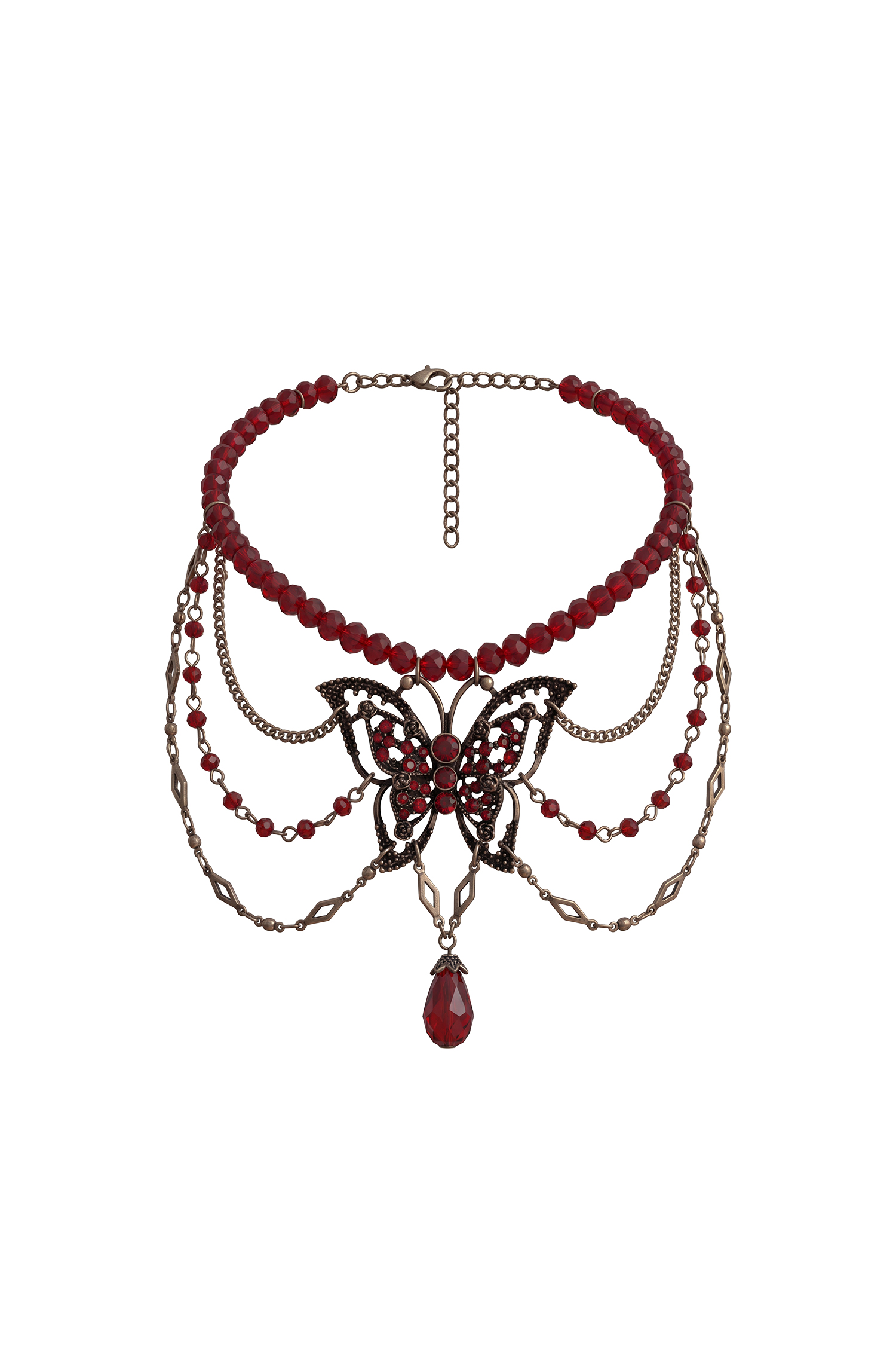 Uniko Romantic Multi Layer Butterfly Tassel Teardrop Necklace image 1