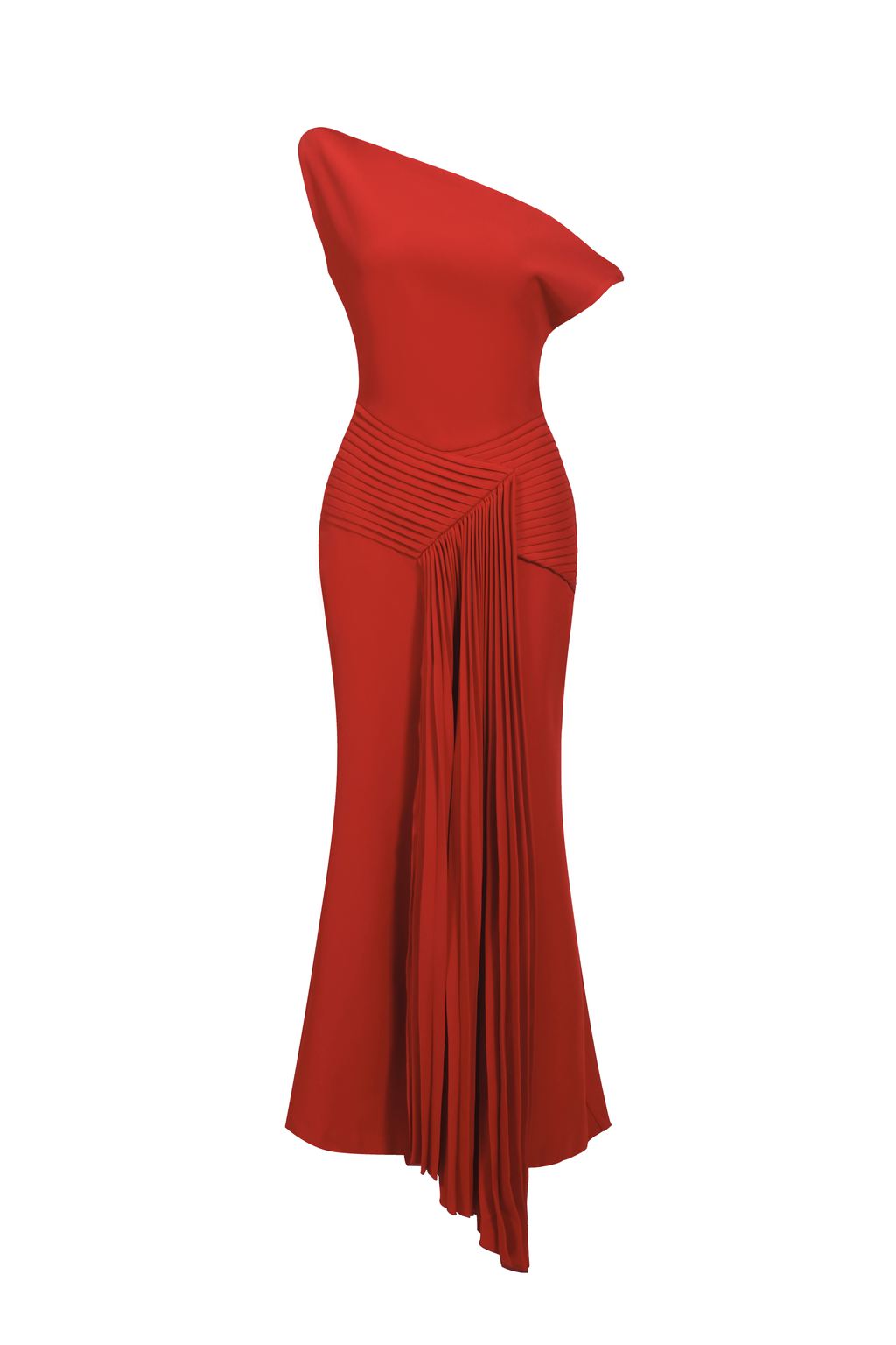 Jillian Oblique Shoulder Sleeveless Folds Midi Dress image 1