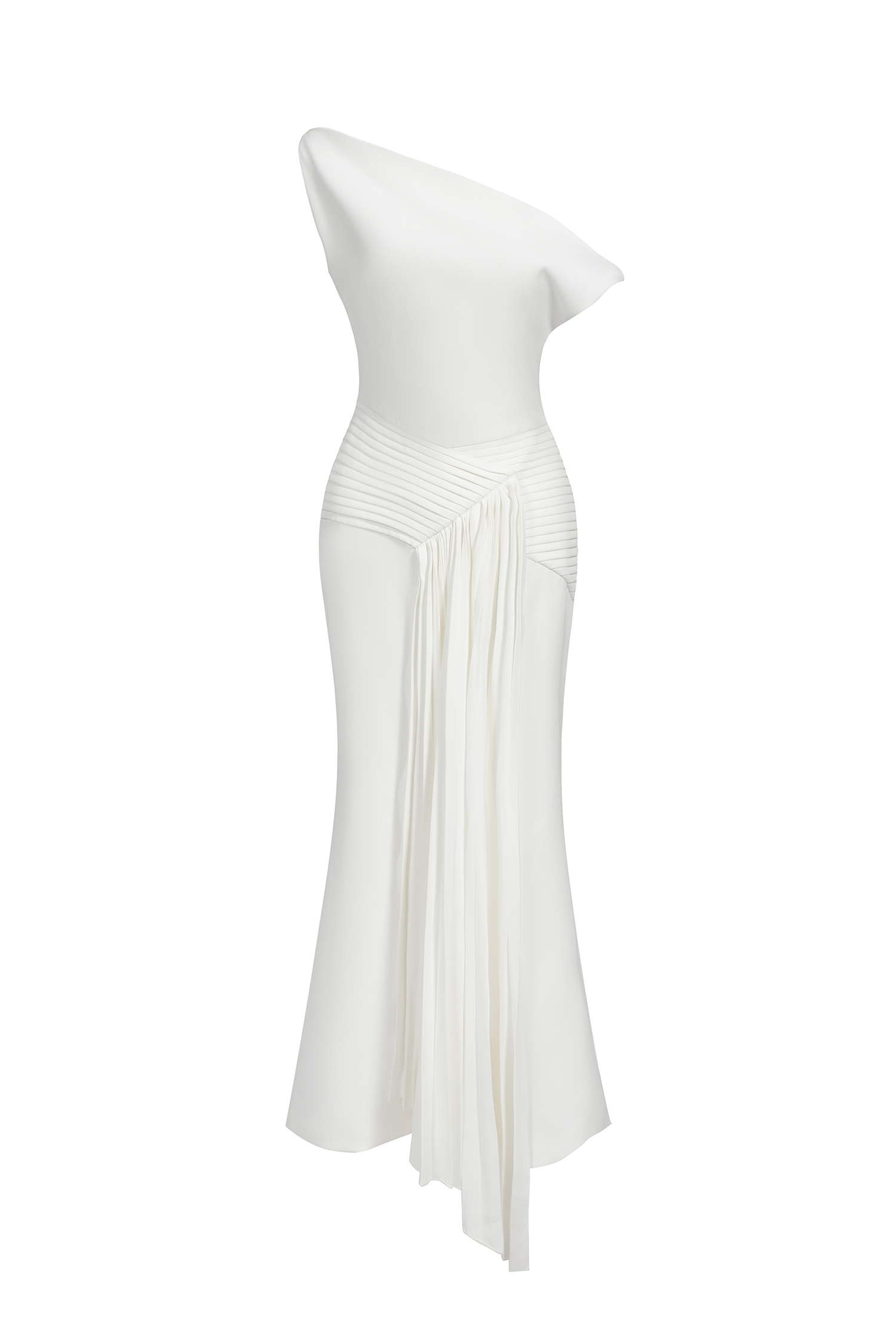 Paulina Oblique Shoulder Sleeveless Folds Midi Dress image 1