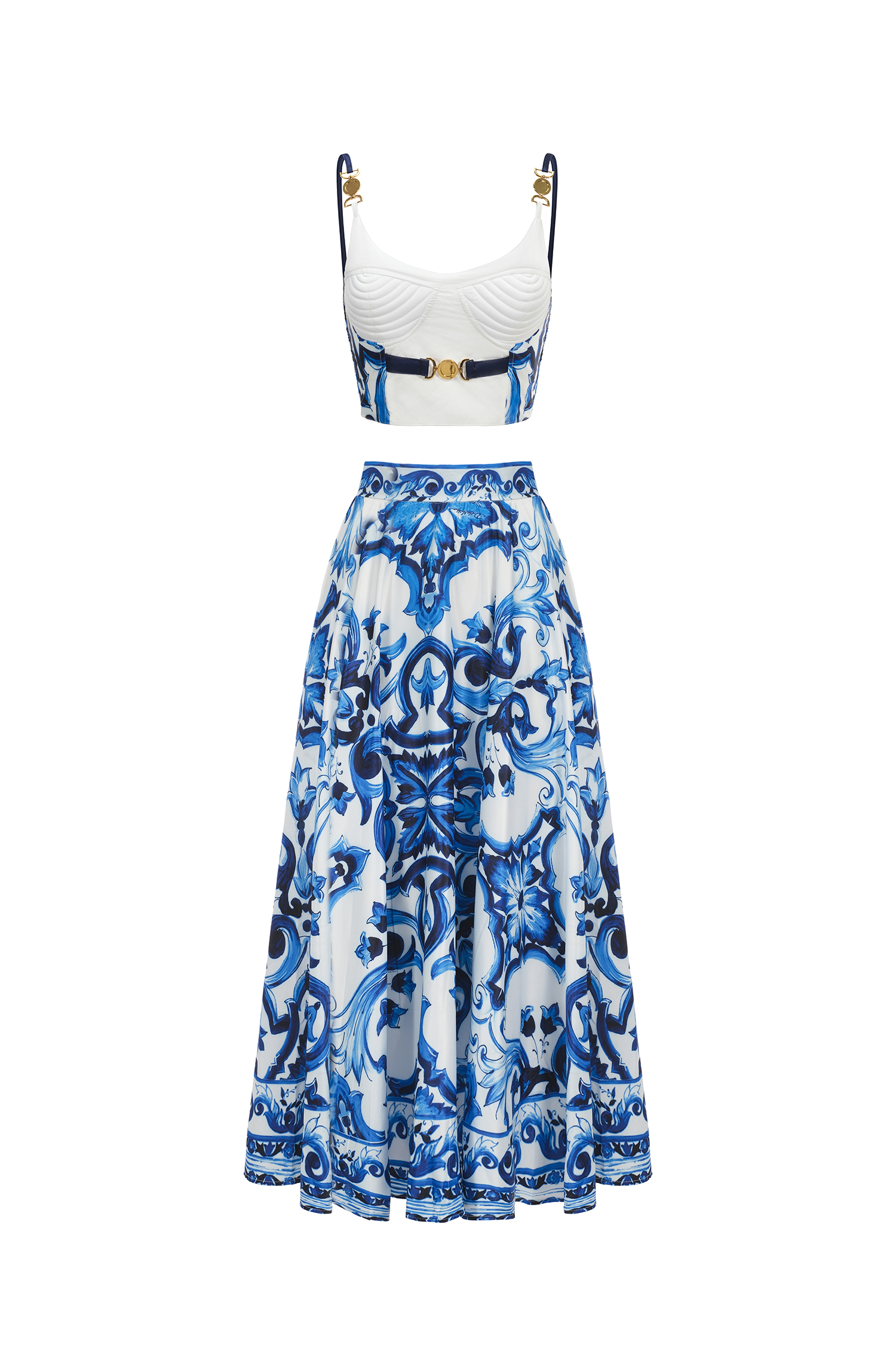 Kaona Halter Floral Printed Top And Skirt Two-Piece Set image 1