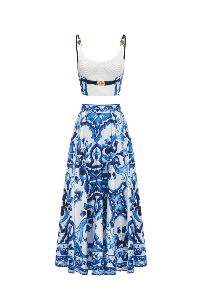 Kaona Halter Floral Printed Top And Skirt Two-Piece Set