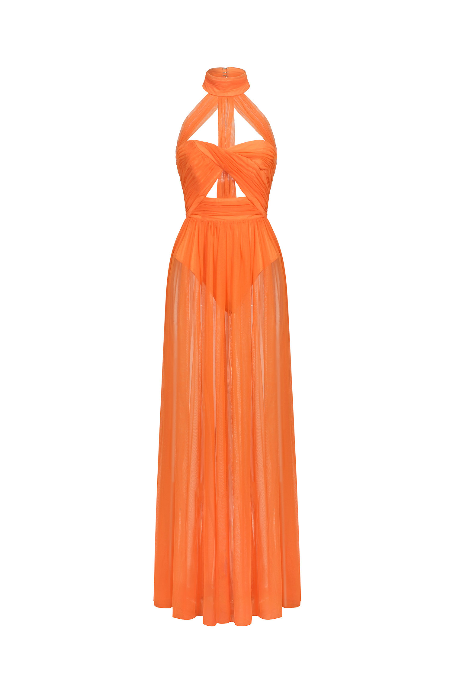 Rivka Halterneck Twist Mesh Maxi Dress image 1