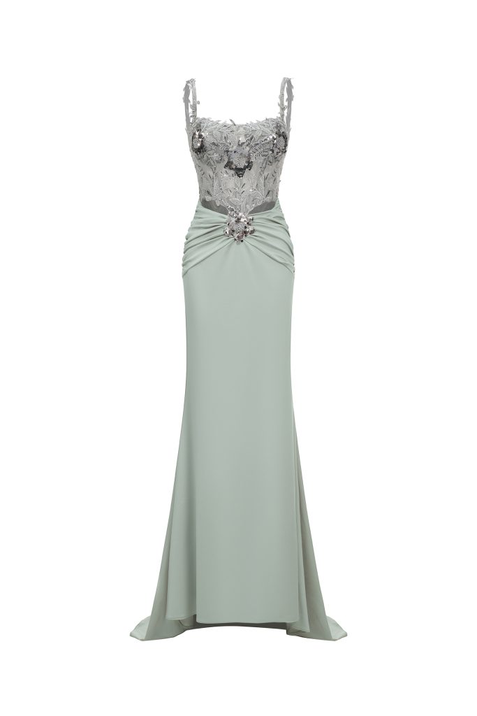 Valery Diamond Fishtail Maxi Dress