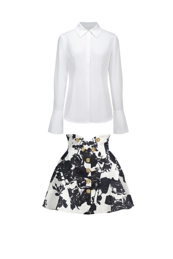 Eithne Long Sleeve Printing Mini Two-Piece Set