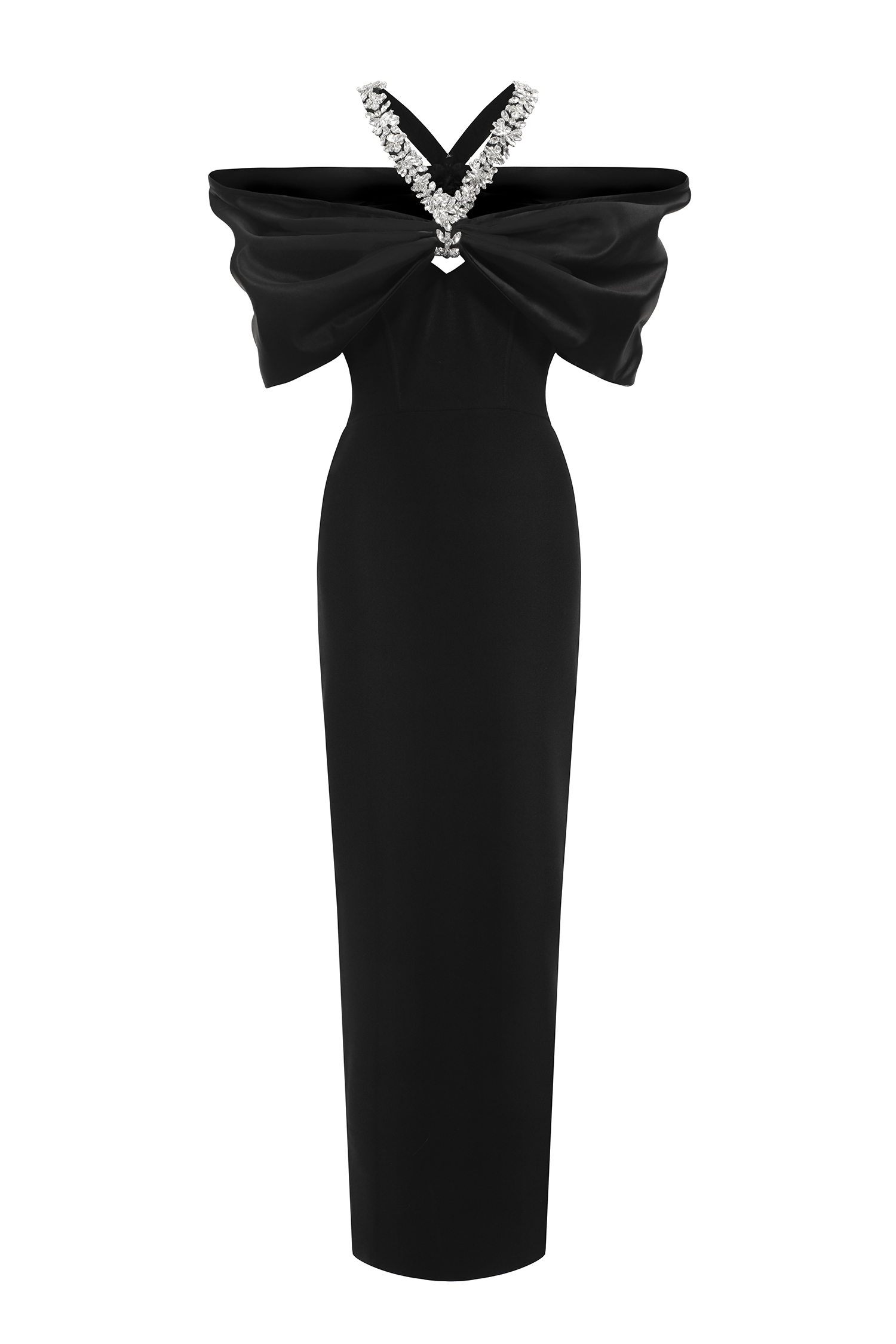 Sloan Halter Diamond Off-The-Shoulder Bandage Maxi Dress image 1