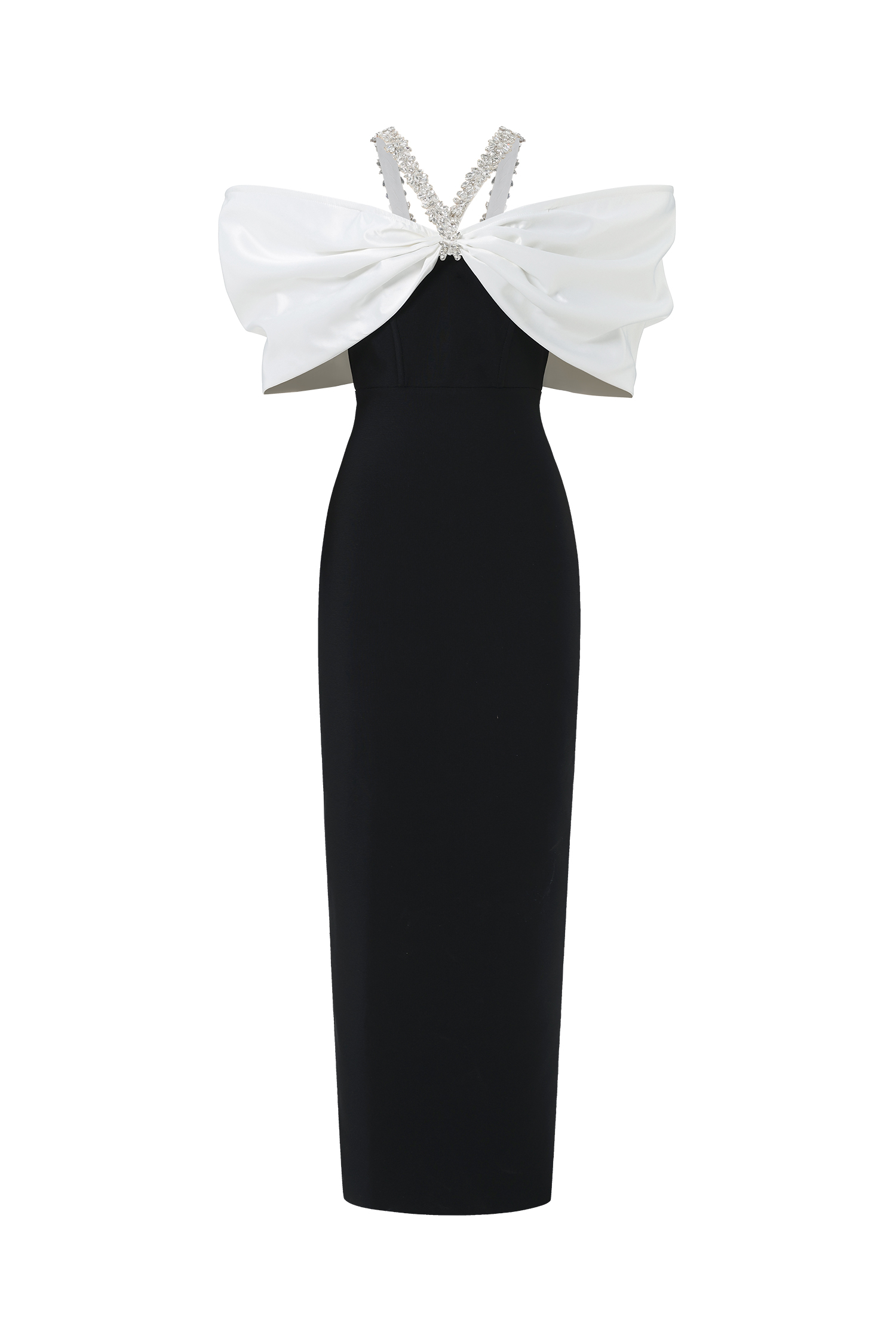 Lucifa Halter Sleeveless Bow Diamond Ribbon Bandage Maxi Dress image 1