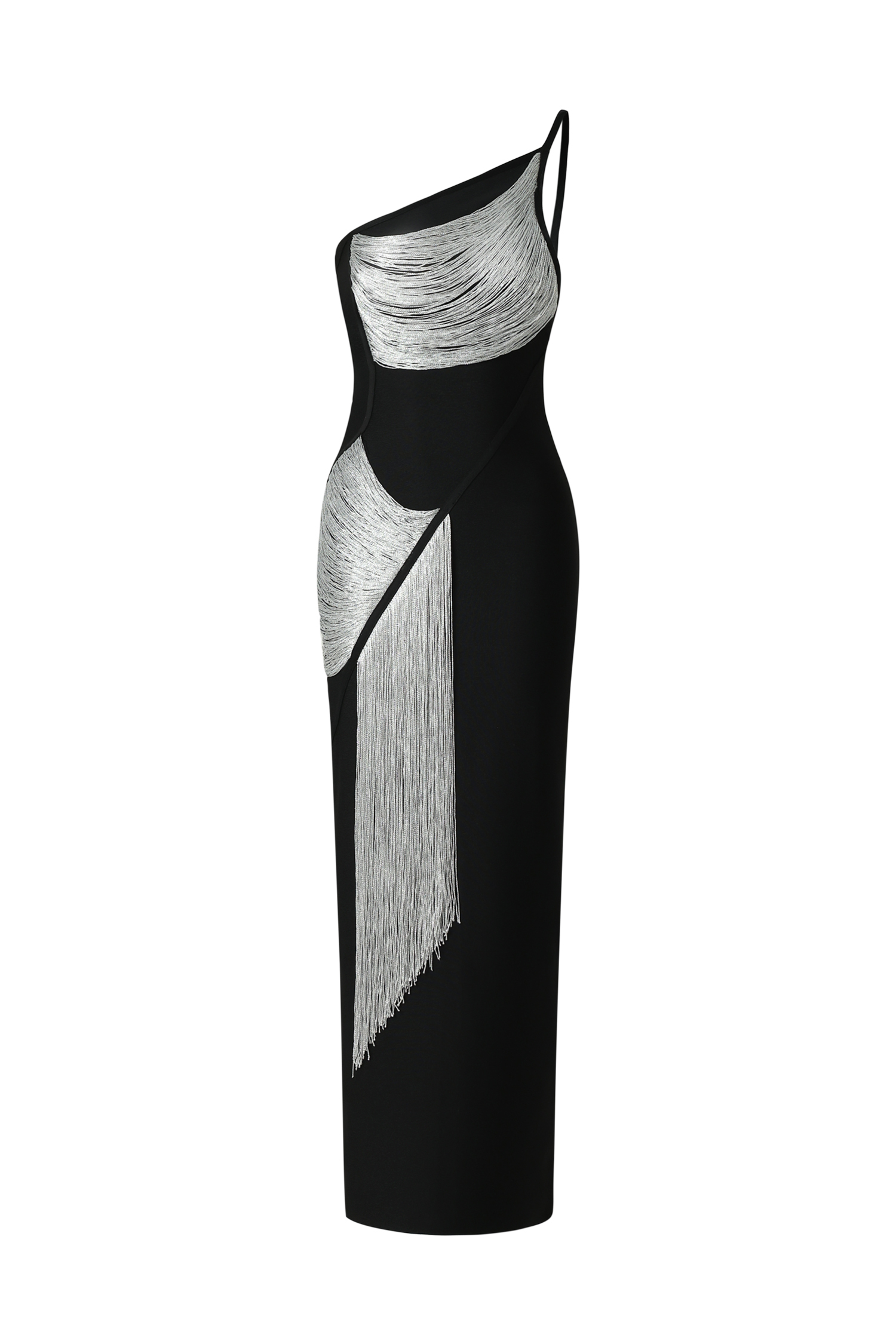 Roanna One Shoulder Sleeveless Tassels Bandage Maxi Dress image 1
