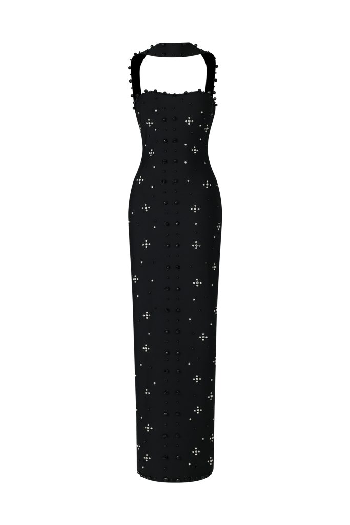 Nesya Sleeveless Pearl Bandage Maxi Dress