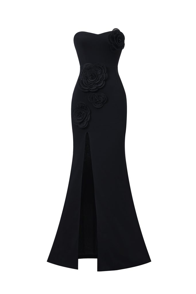 Stretchy Sleeveless Flowers Slit Bandage Maxi Dress