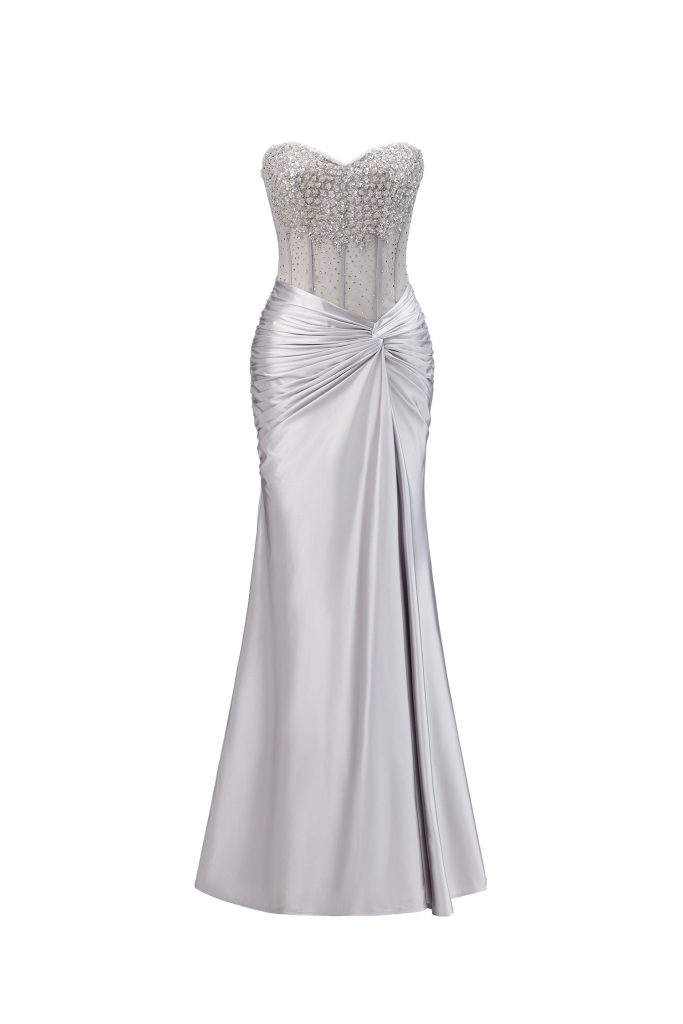Denny Strapless Sequin High Slit Maxi Dress