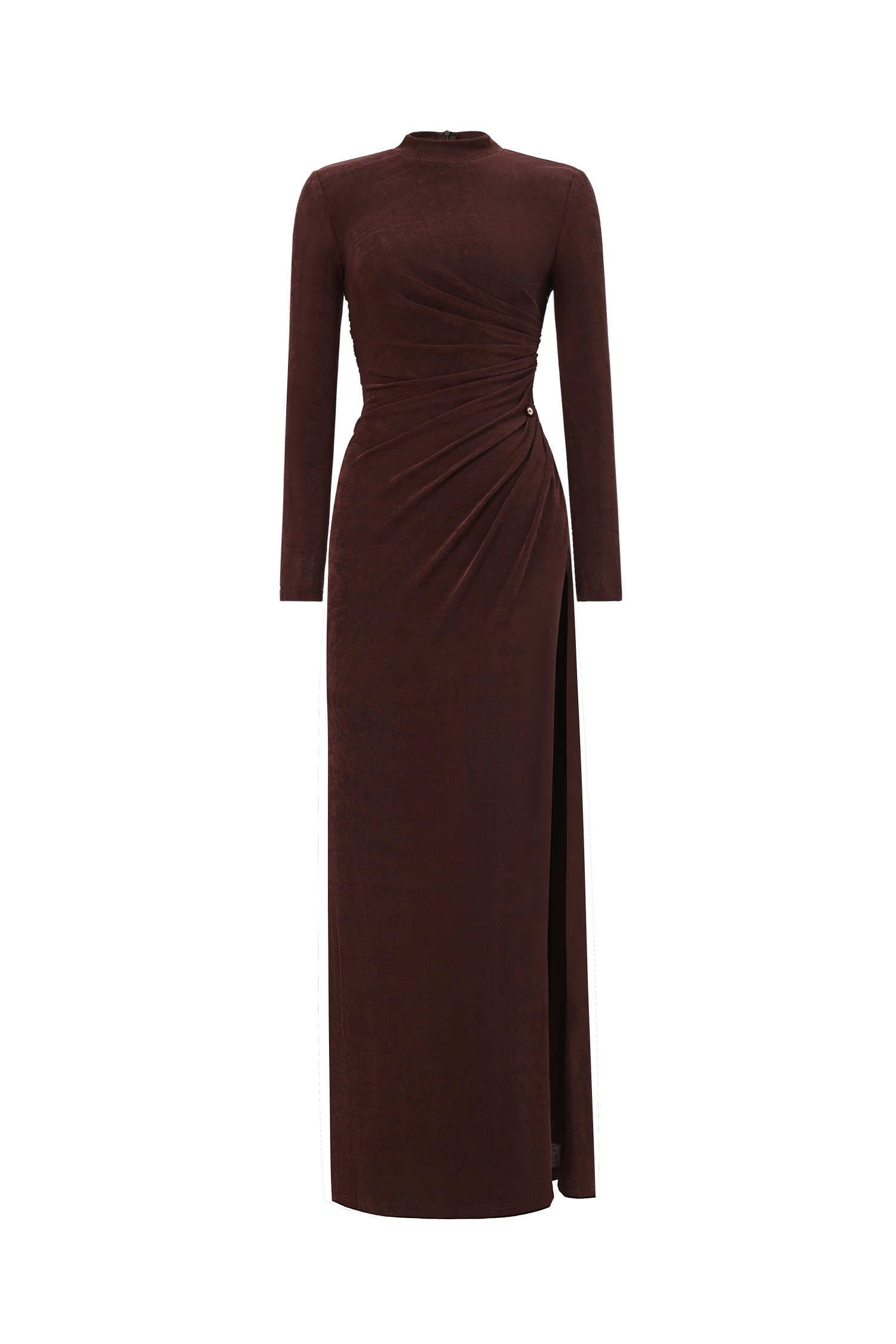 Ivy Elegant Contour Long Sleeve Gathered Knit Maxi Dress image 1