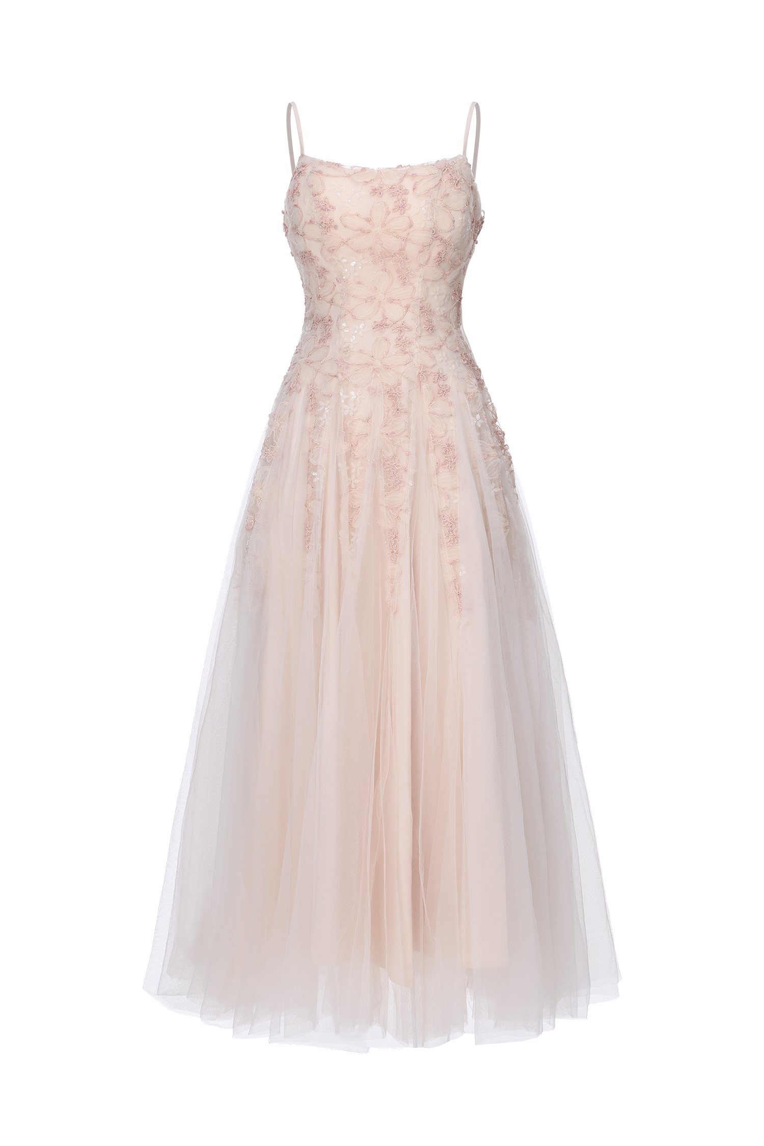 Kamo Romantic Flowy Sleeveless Floral Tulle Maxi Dress image 1