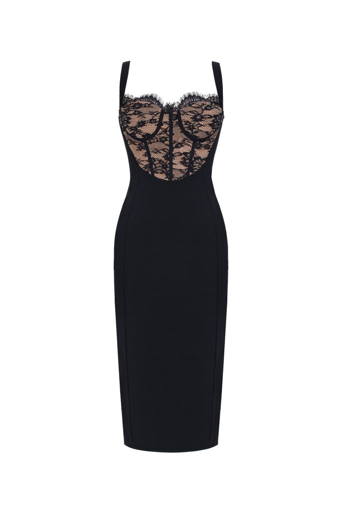 Slare Chic Contour Sleeveless Lace Maxi Dress
