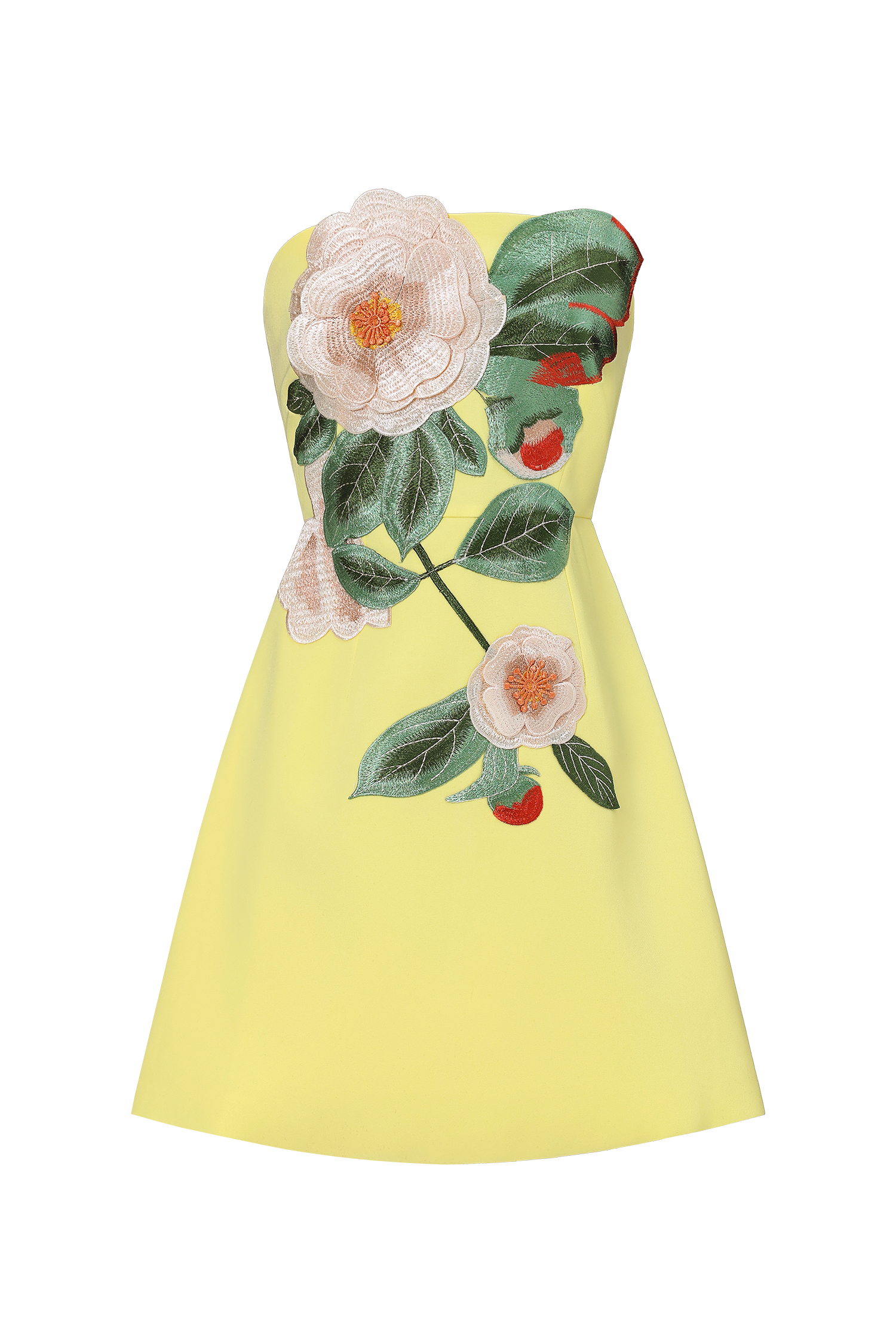 Doris Elegant Tailored Strapless Floral Embroidered Mini Dress image 1