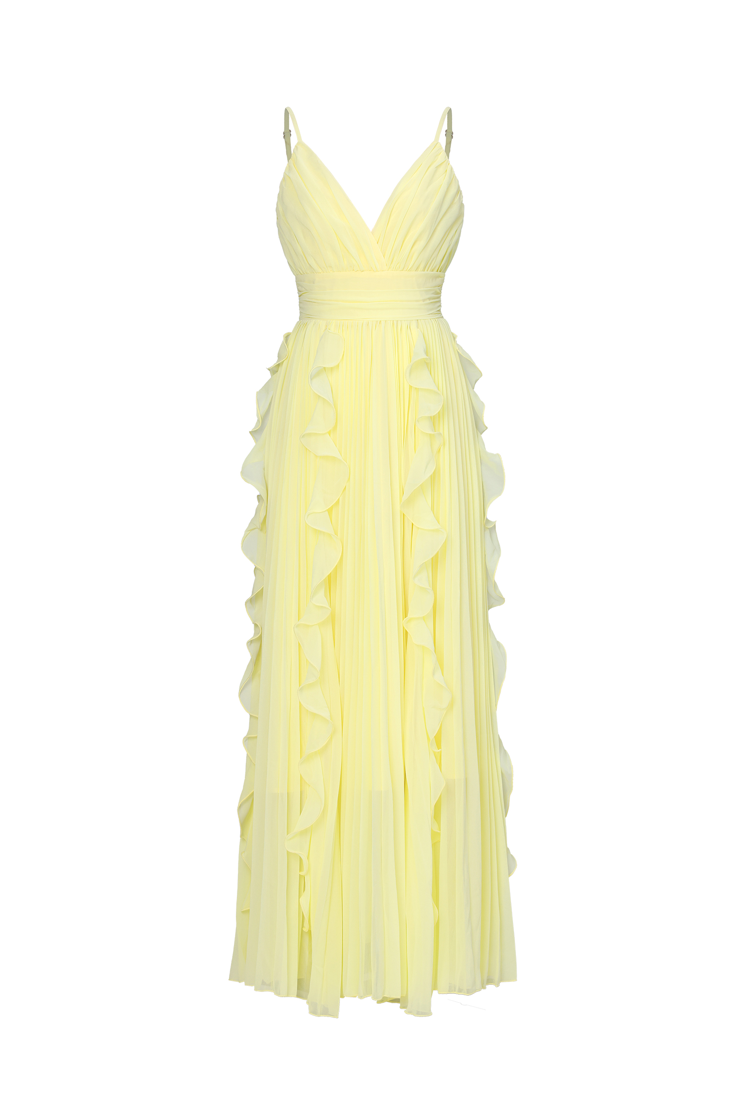 Viky Elegant Flowy Sleeveless Pleated Ruffle Maxi Dress image 1