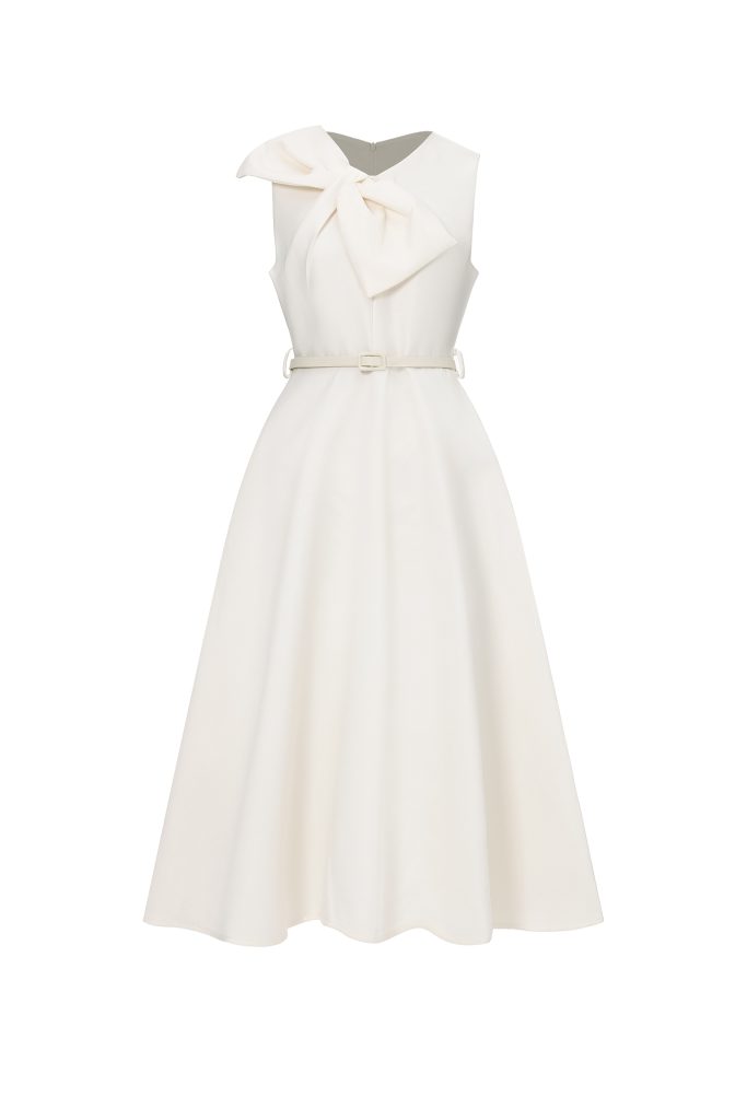 Fallon Elegant Tailored Sleeveless Bow Detailed Woven Maxi Dress