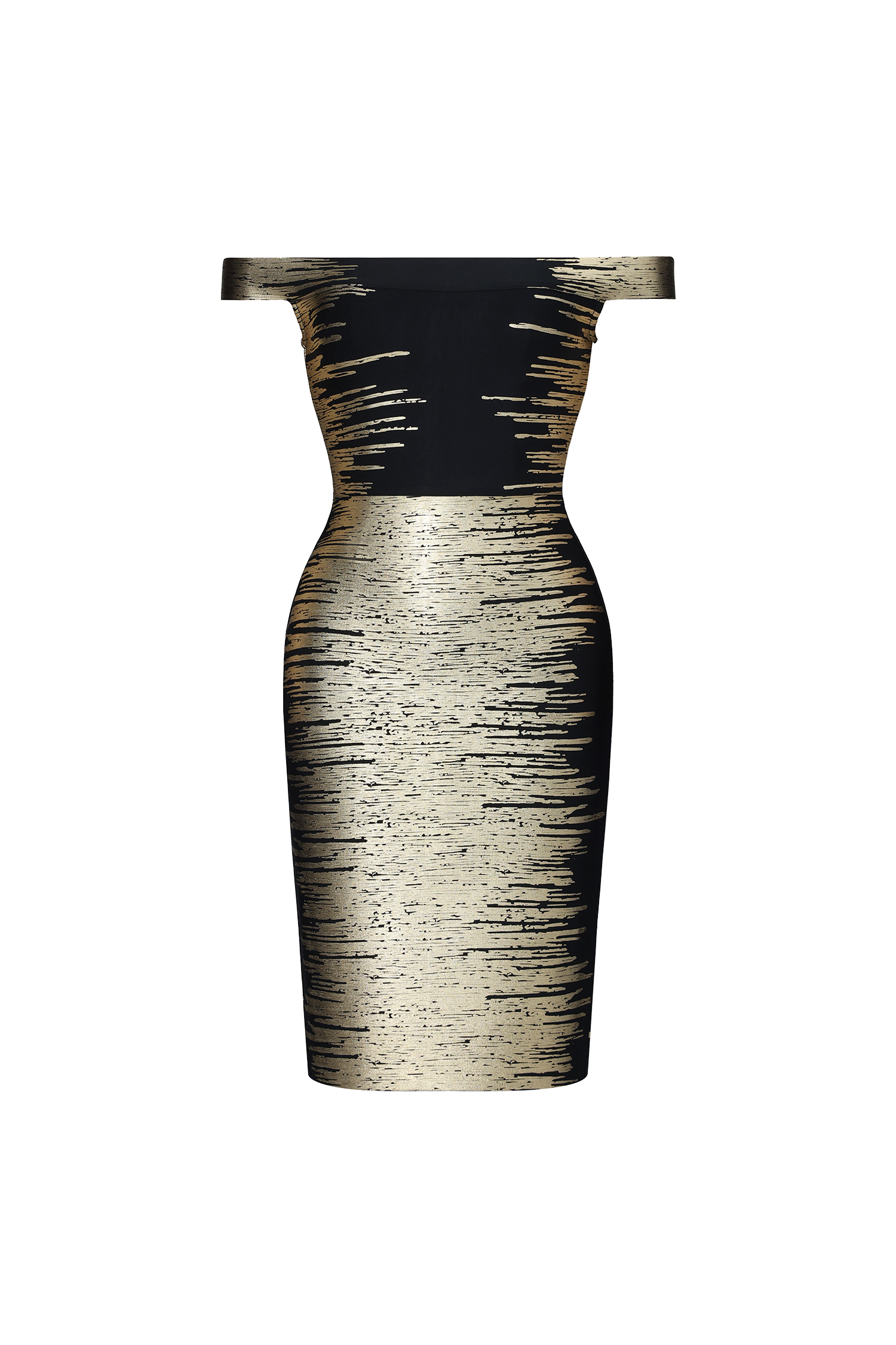 Racy Chic Contour Off Shoulder Metallic Bandage Mini Dress image 1